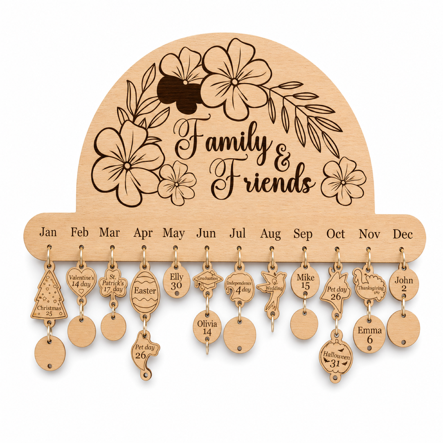 Family Birthdays Calendar Laser Cut |CNC