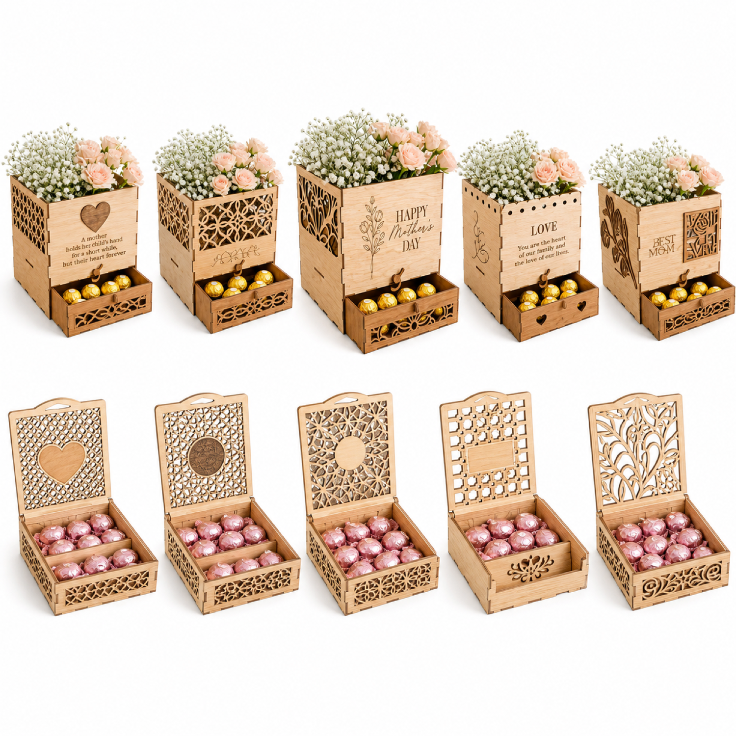 Flowers and Chocolate Box Laser Cut Set