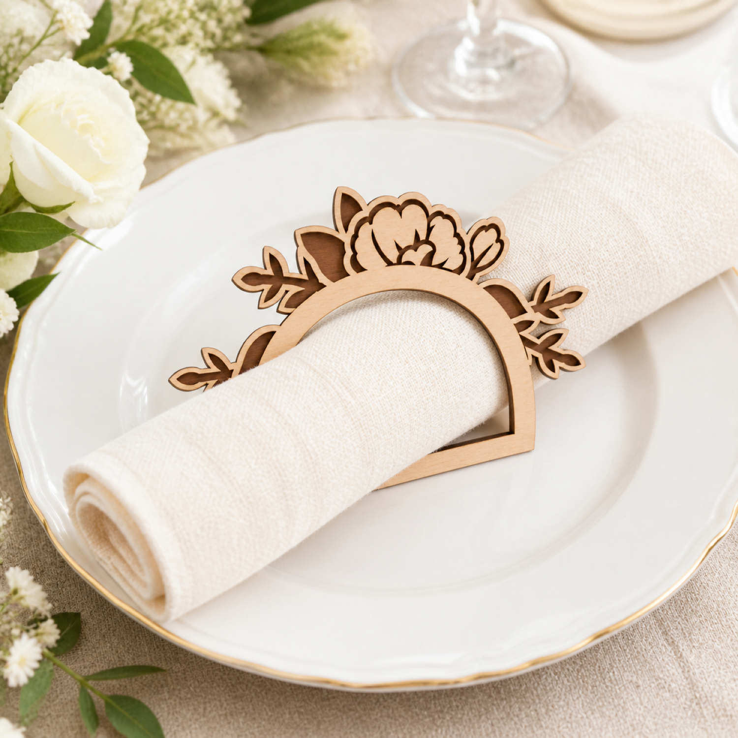Wedding Wooden Napkin Ring Laser Cut