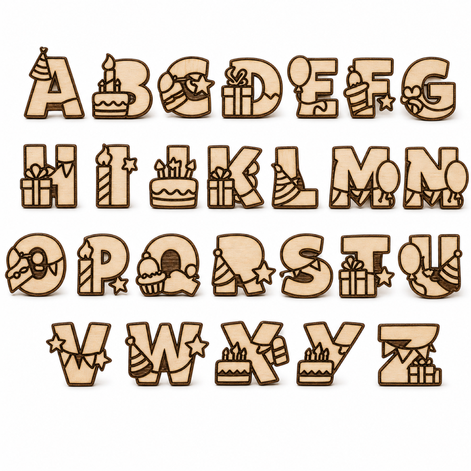 Laser Cut Birthday Alphabet SVG Bundle