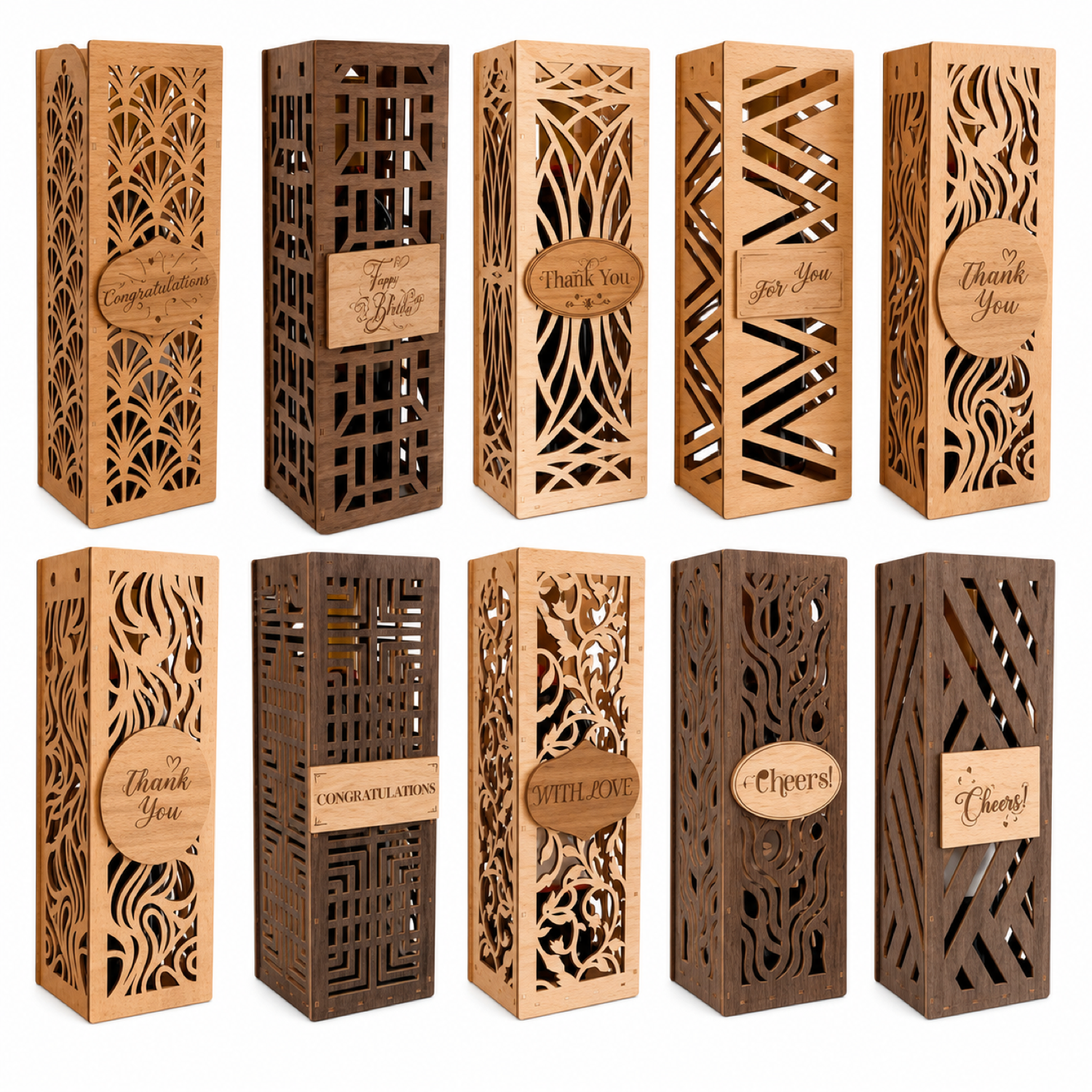 Wine Bottle Gift Boxes Laser Cut Bundle