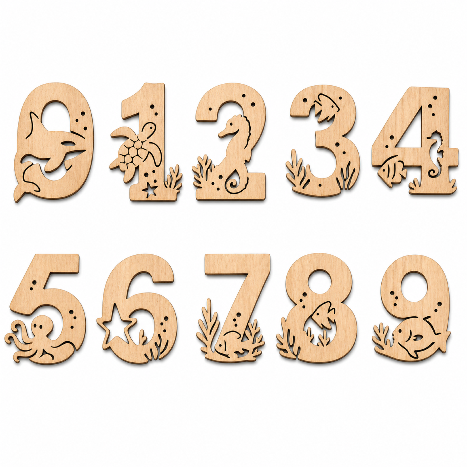 Underwater Numbers Laser Cut SVG