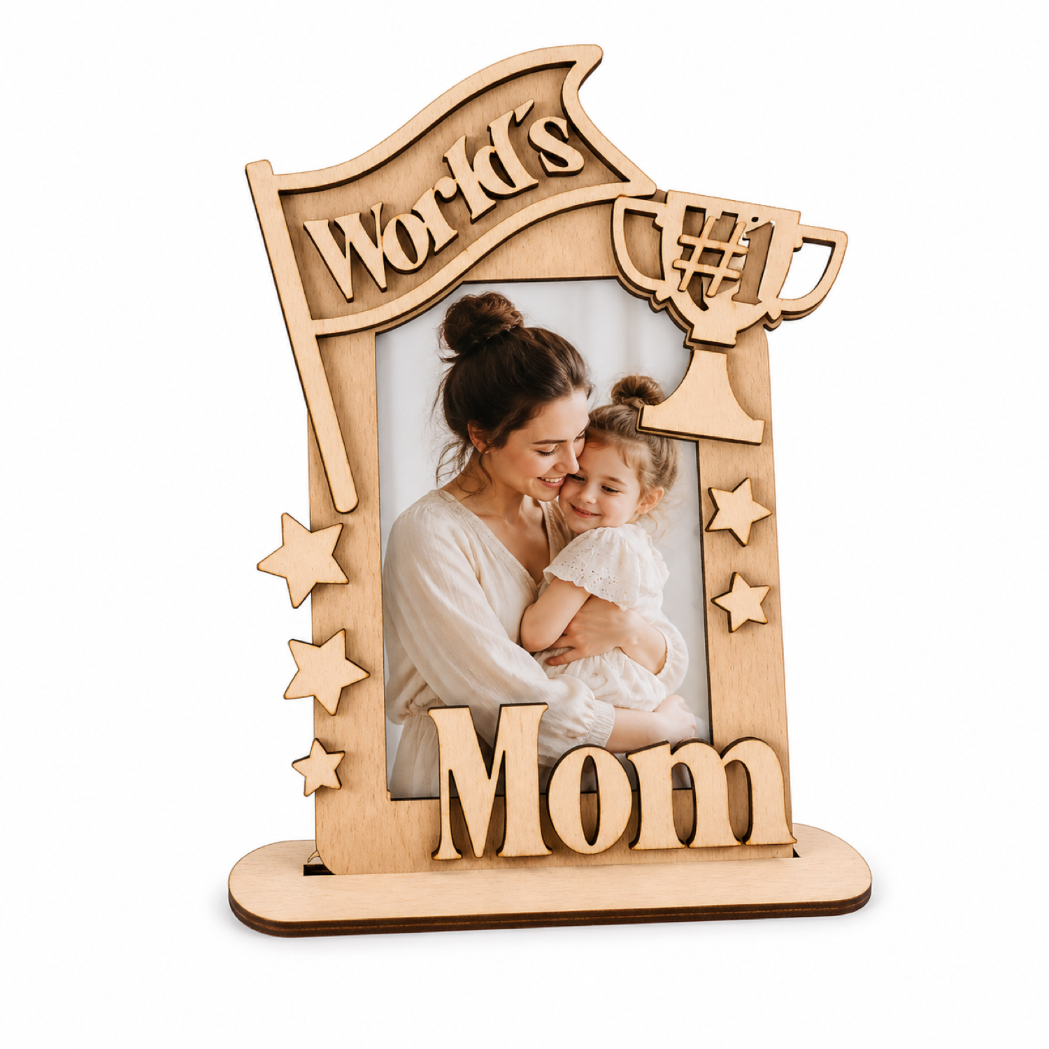 World's #1 Mom Photo Frame Laser Cut