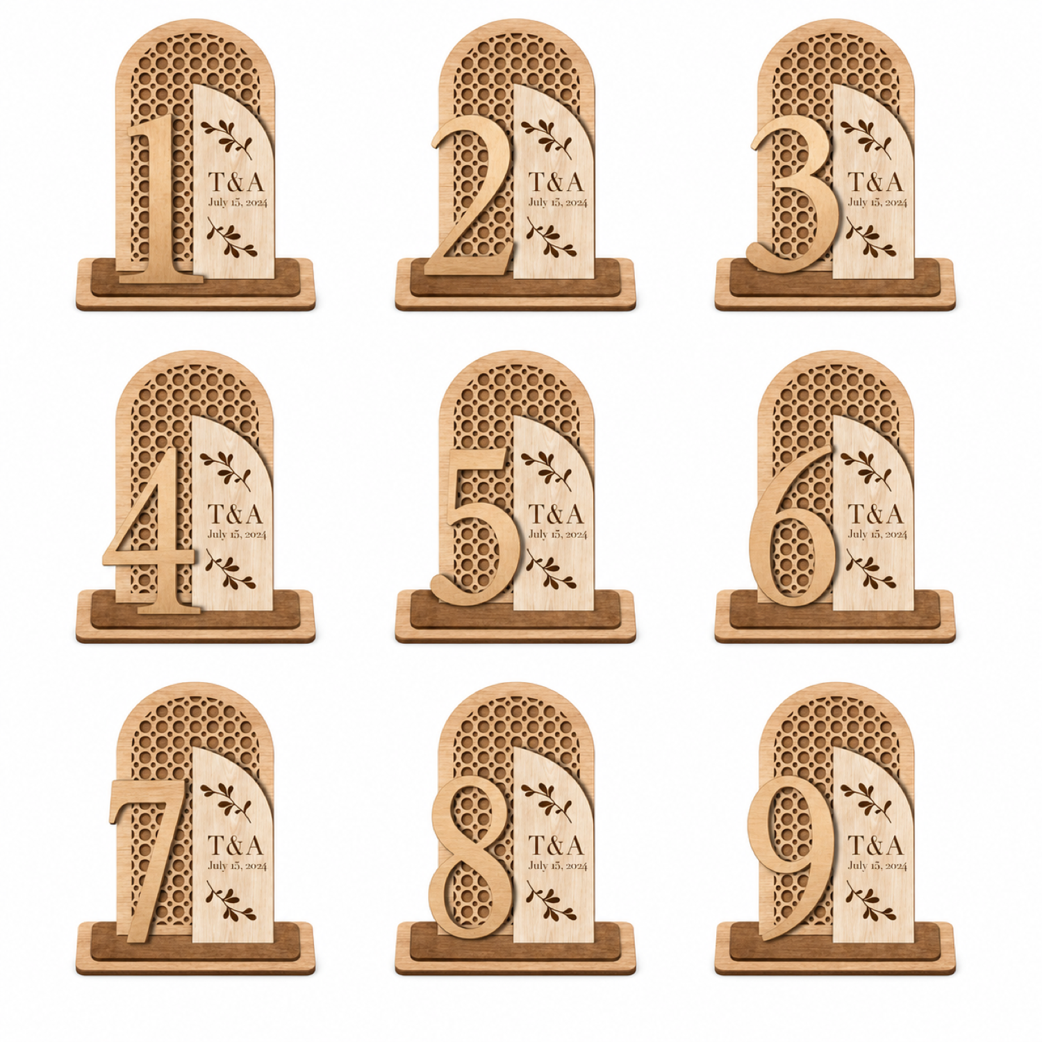 Rattan Wedding Table Numbers SVG