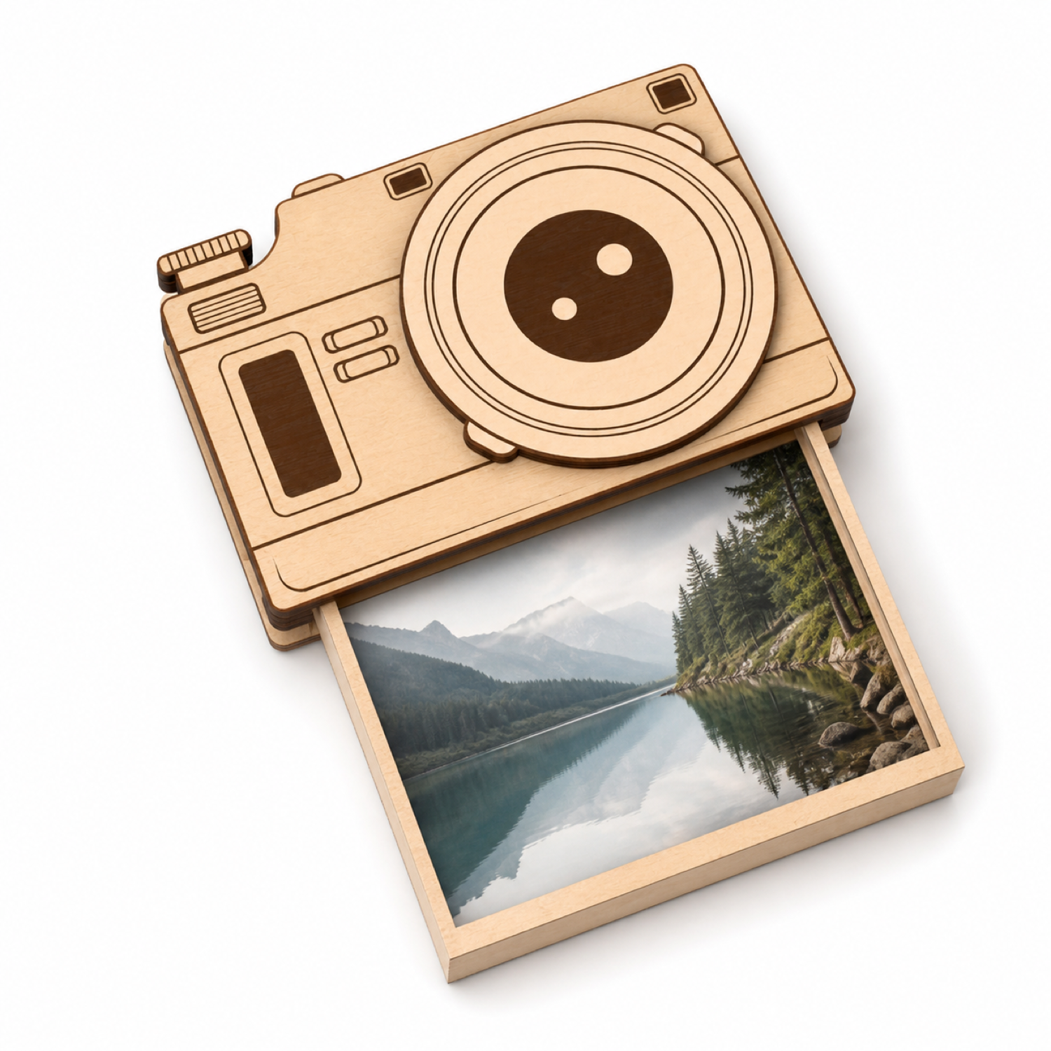 3D Camera Shaped Photo Box Laser Cut|CNC