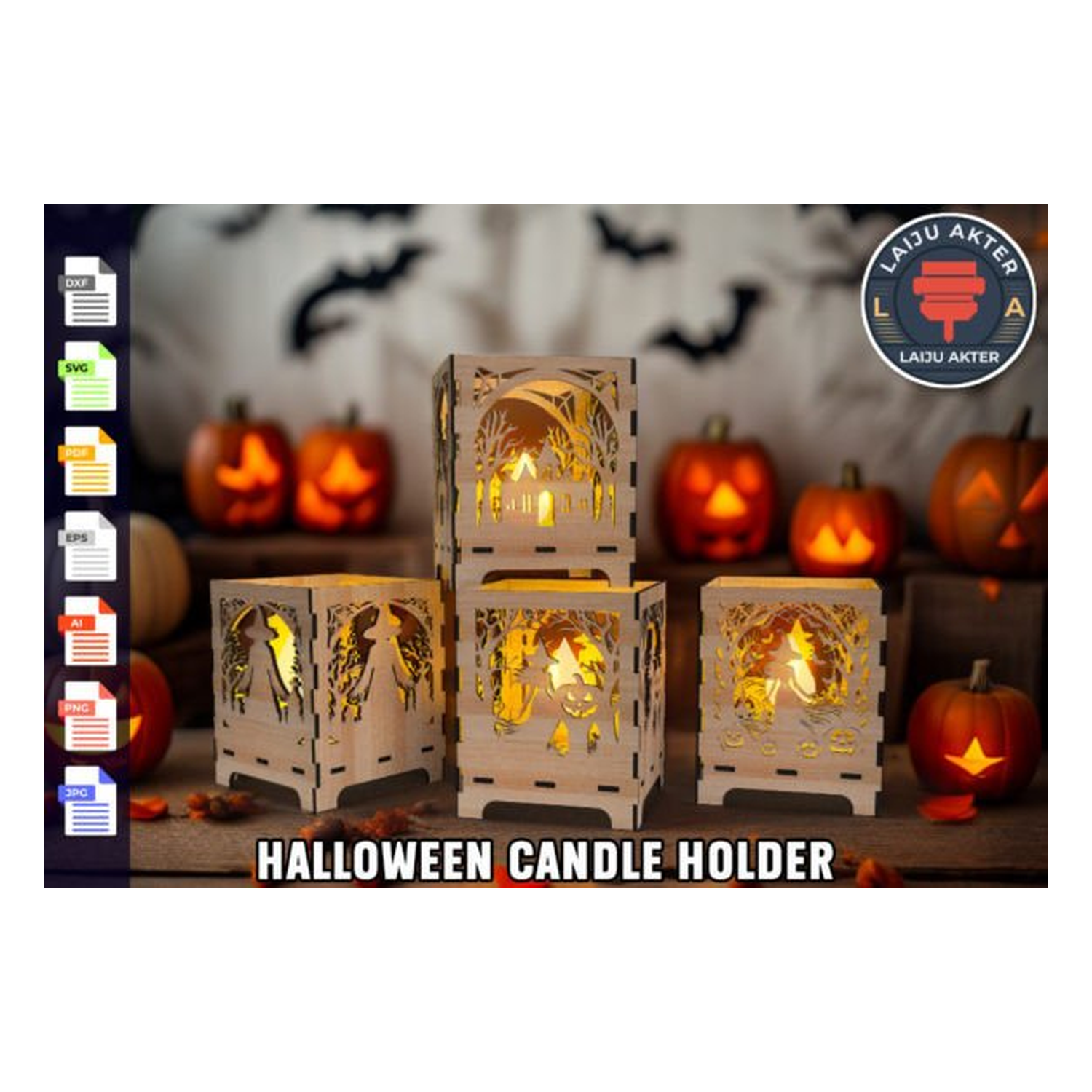 Halloween Laser Cut Candle Holder