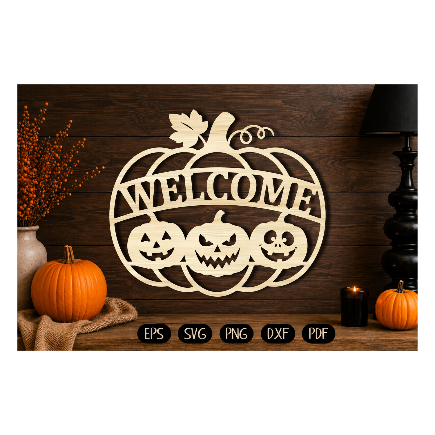 Welcome Pumpkin Halloween Laser Cut SVG