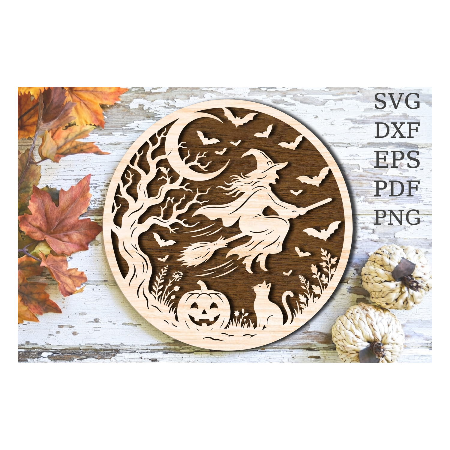 Flying Witch Halloween Laser Cut SVG