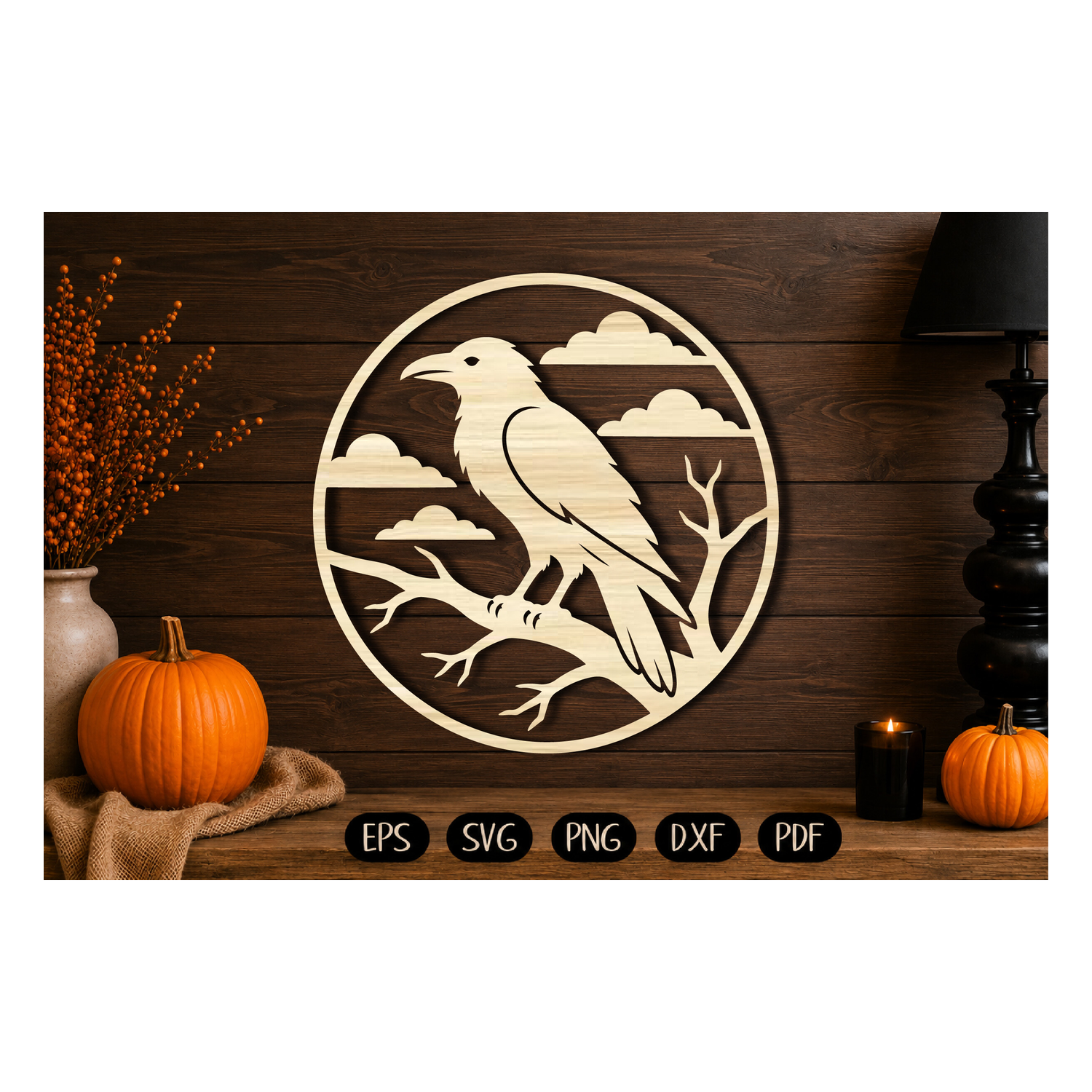Raven Halloween Laser Cut SVG