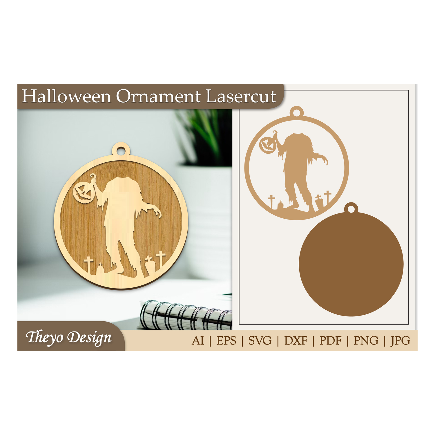 Halloween Laser Cut Ornament SVG