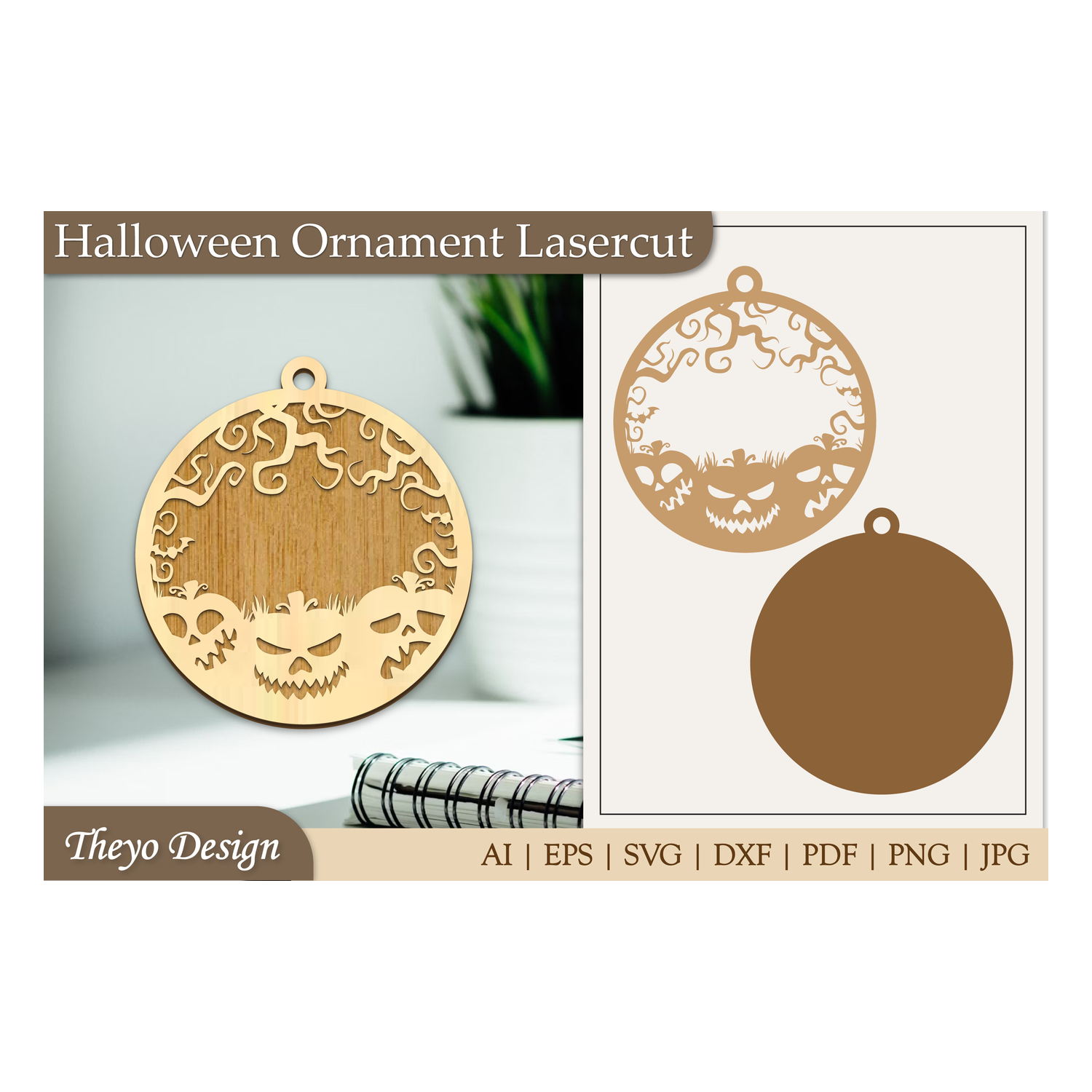 Halloween Laser Cut Ornament SVG