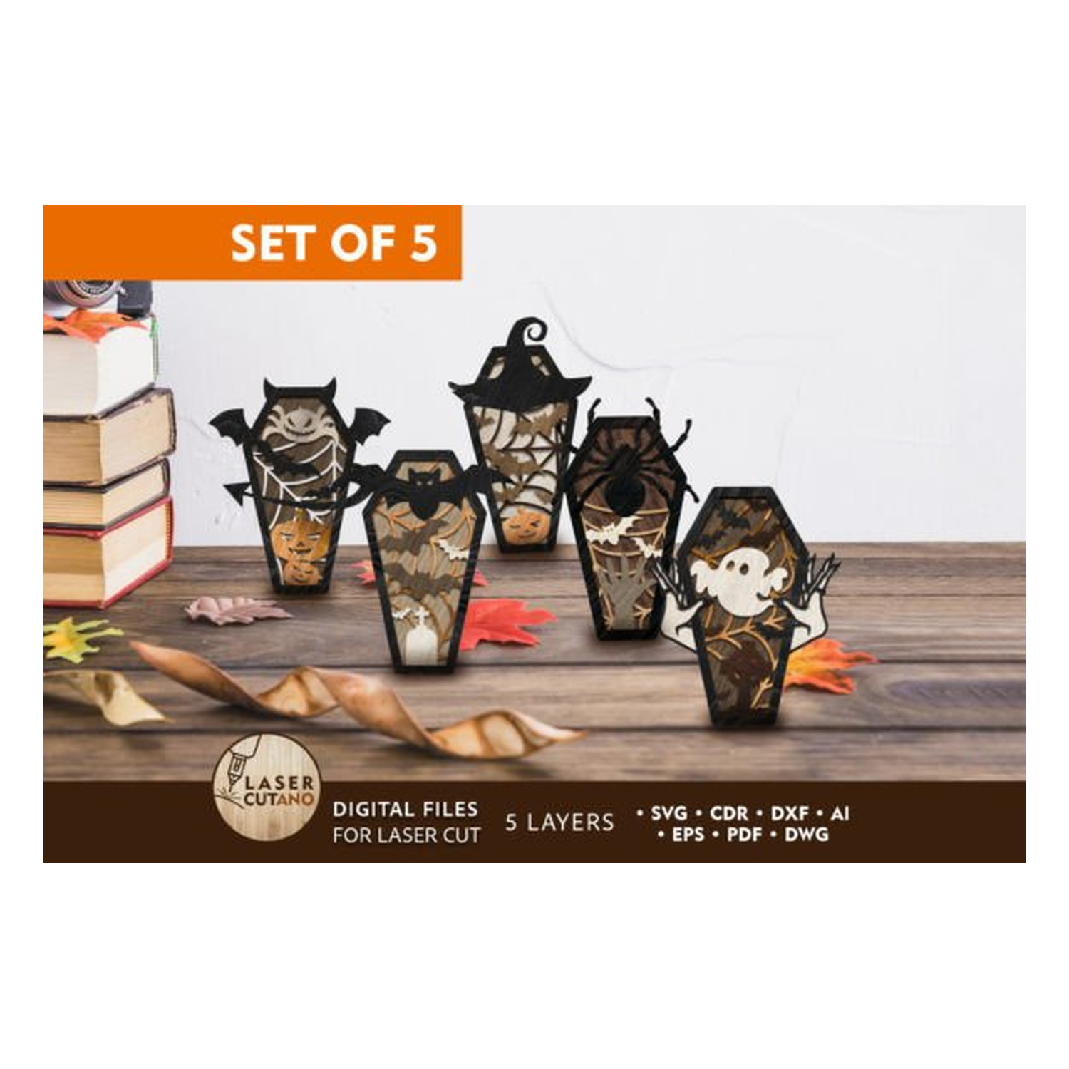 HALLOWEEN COFFINS Multilayer Cut Template