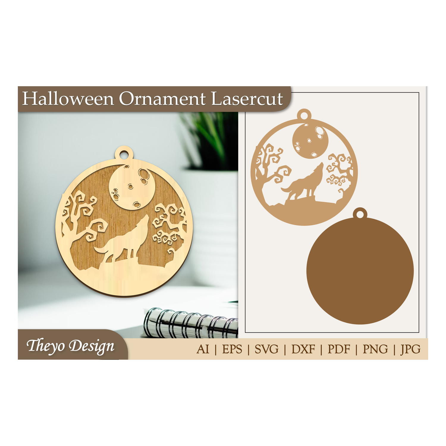 Halloween Laser Cut Ornament SVG