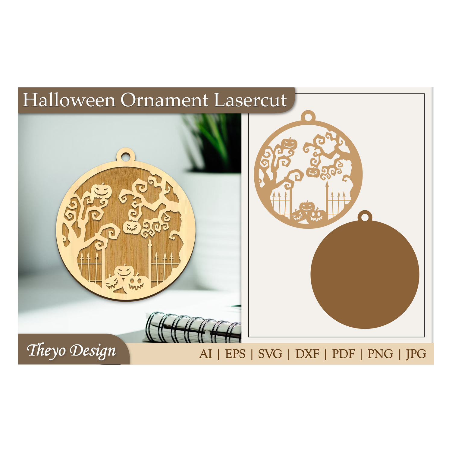 Halloween Laser Cut Ornament SVG