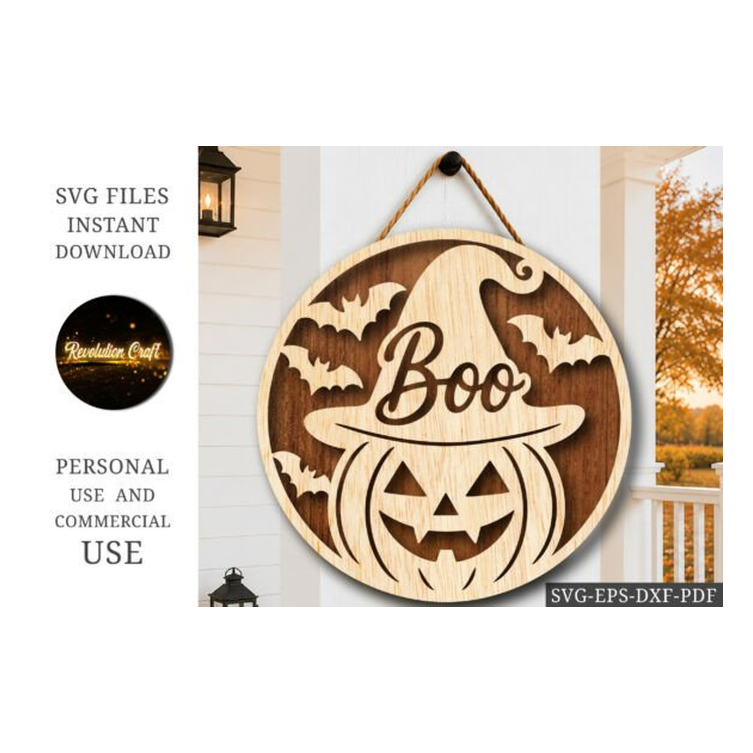 Halloween Boo Pumpkin Sign SVG