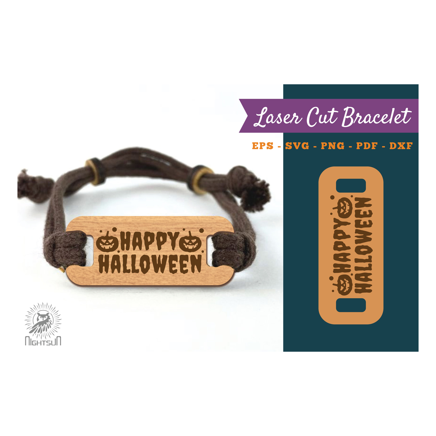 Happy Halloween Laser Cut Bracelet SVG 2