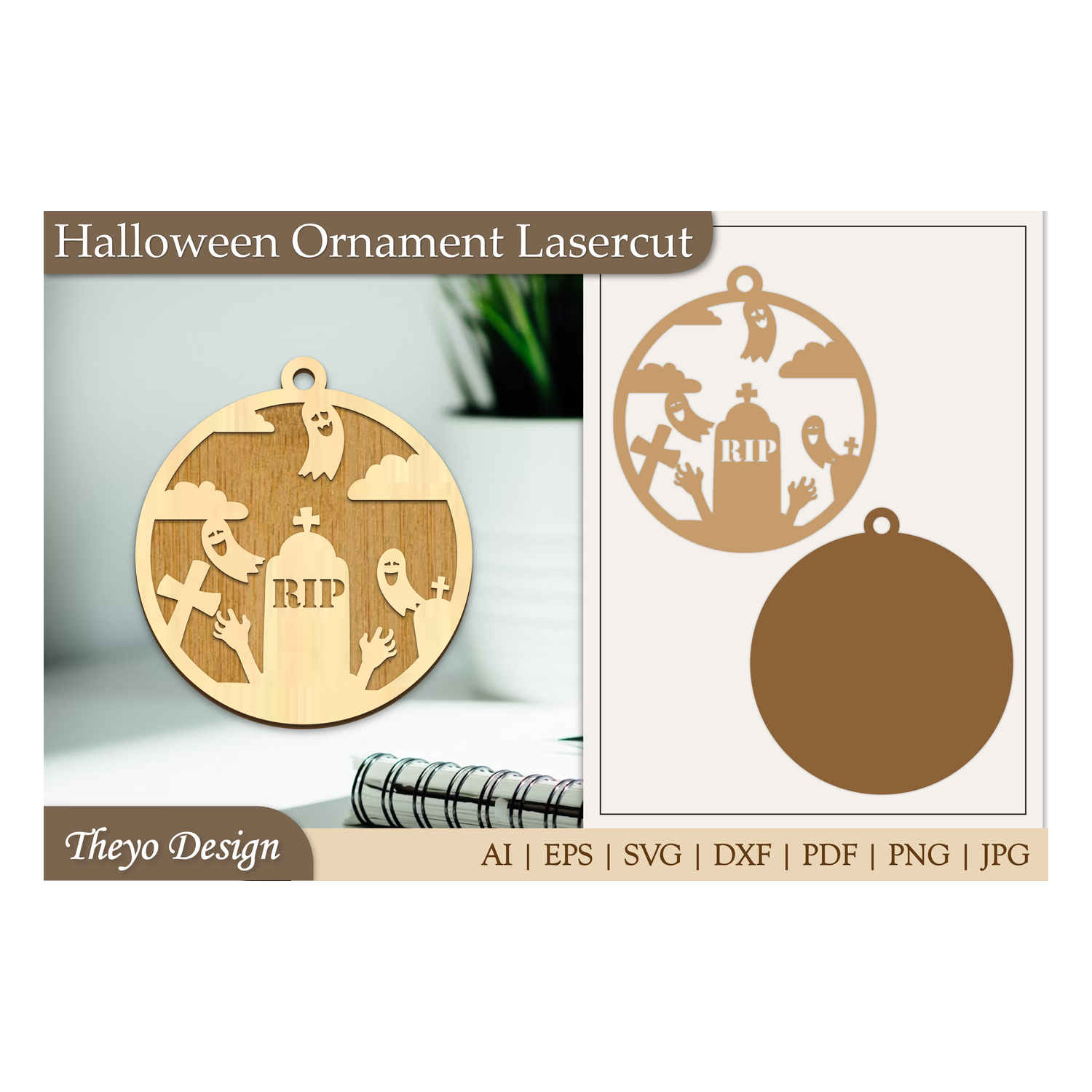 Halloween Laser Cut Ornament SVG