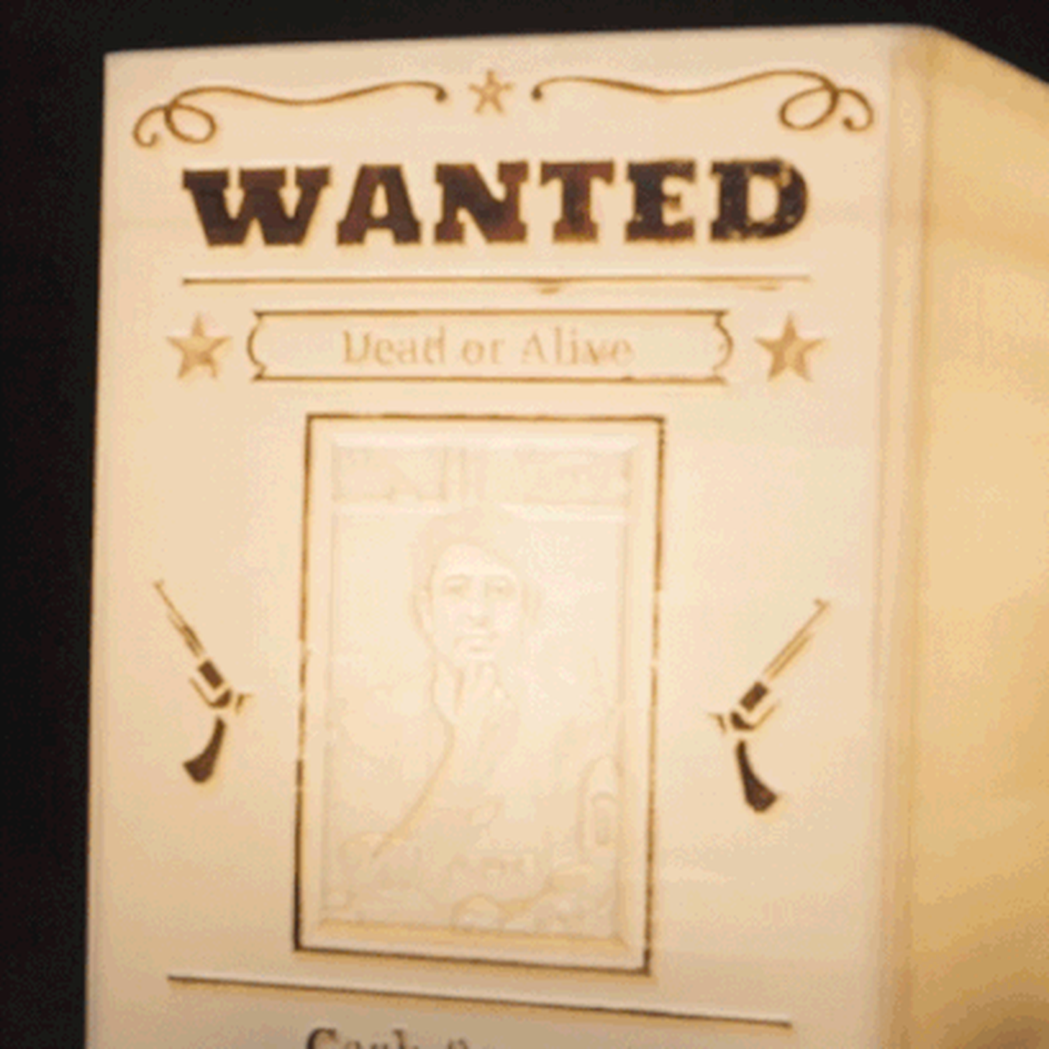 Cartel de buscado de litofanía