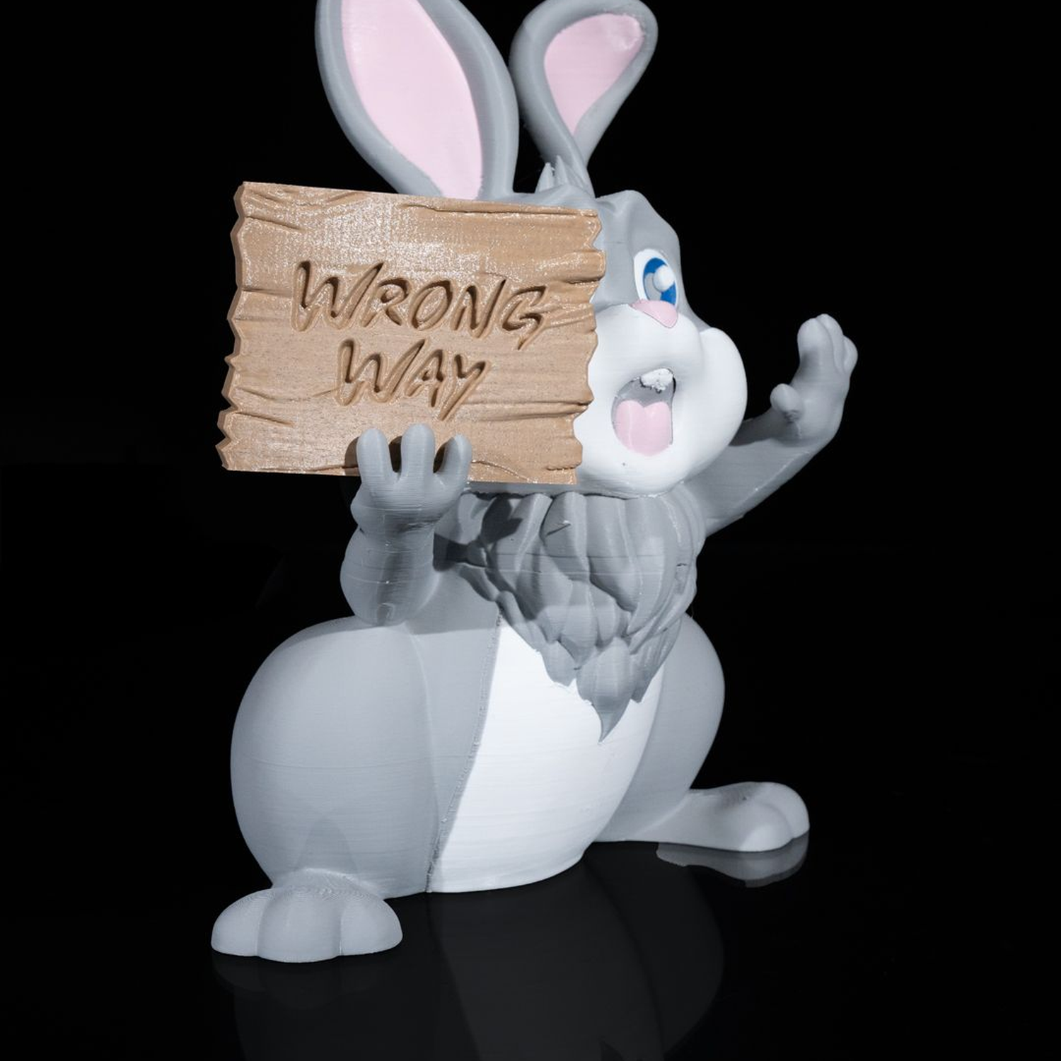 Wrong Way Bunny Sign