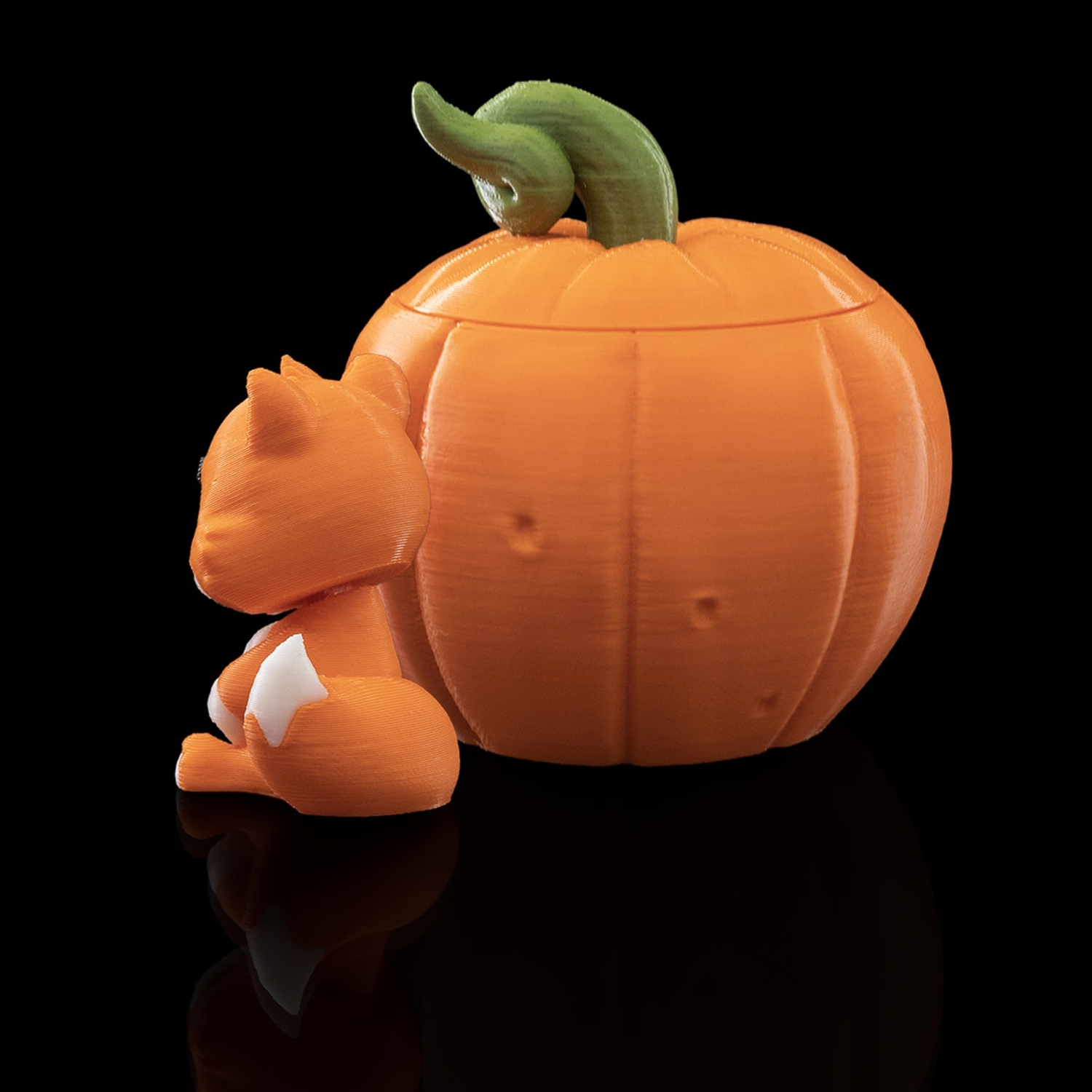 Fox in a Pumpkin Keychain Container