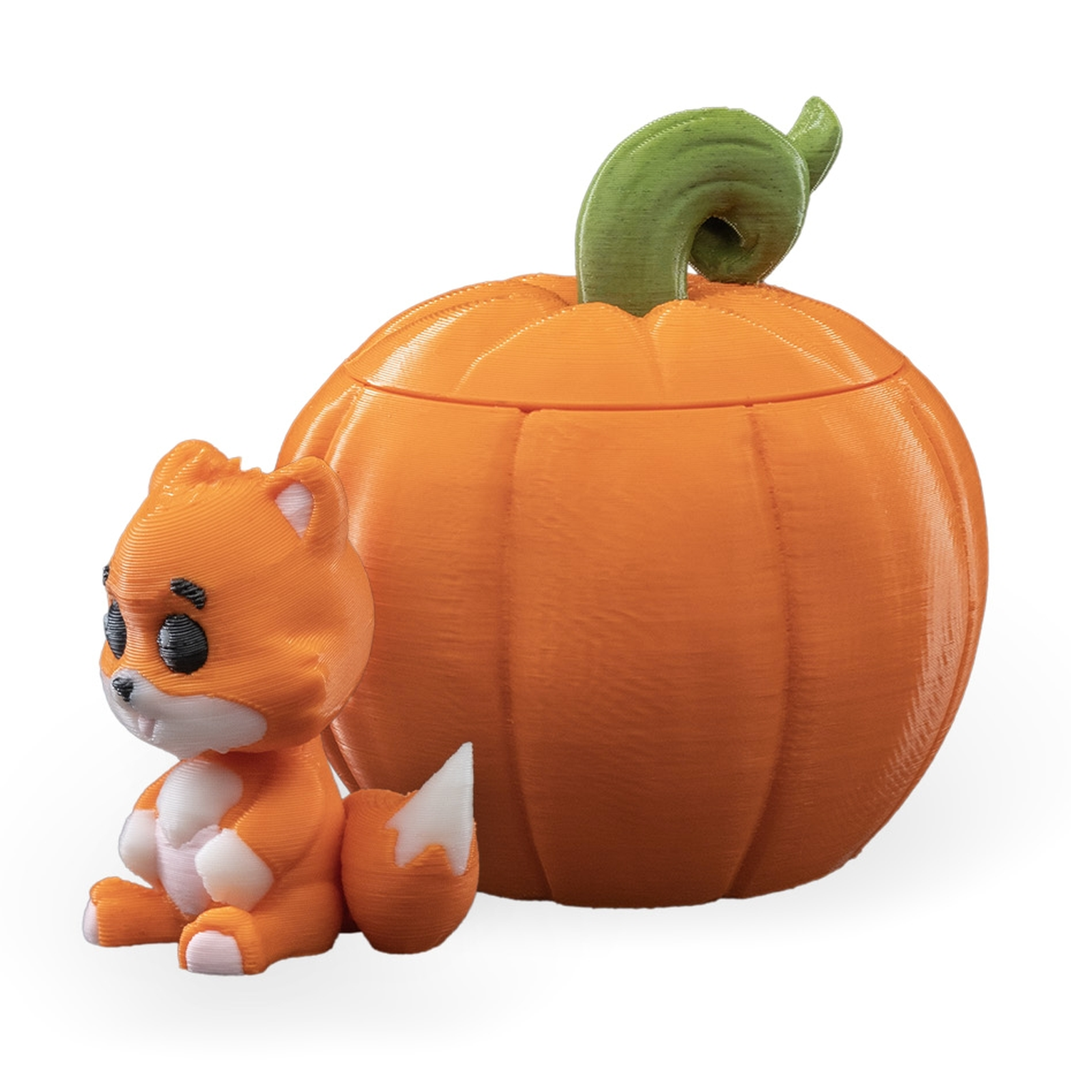 Fox in a Pumpkin Keychain Container