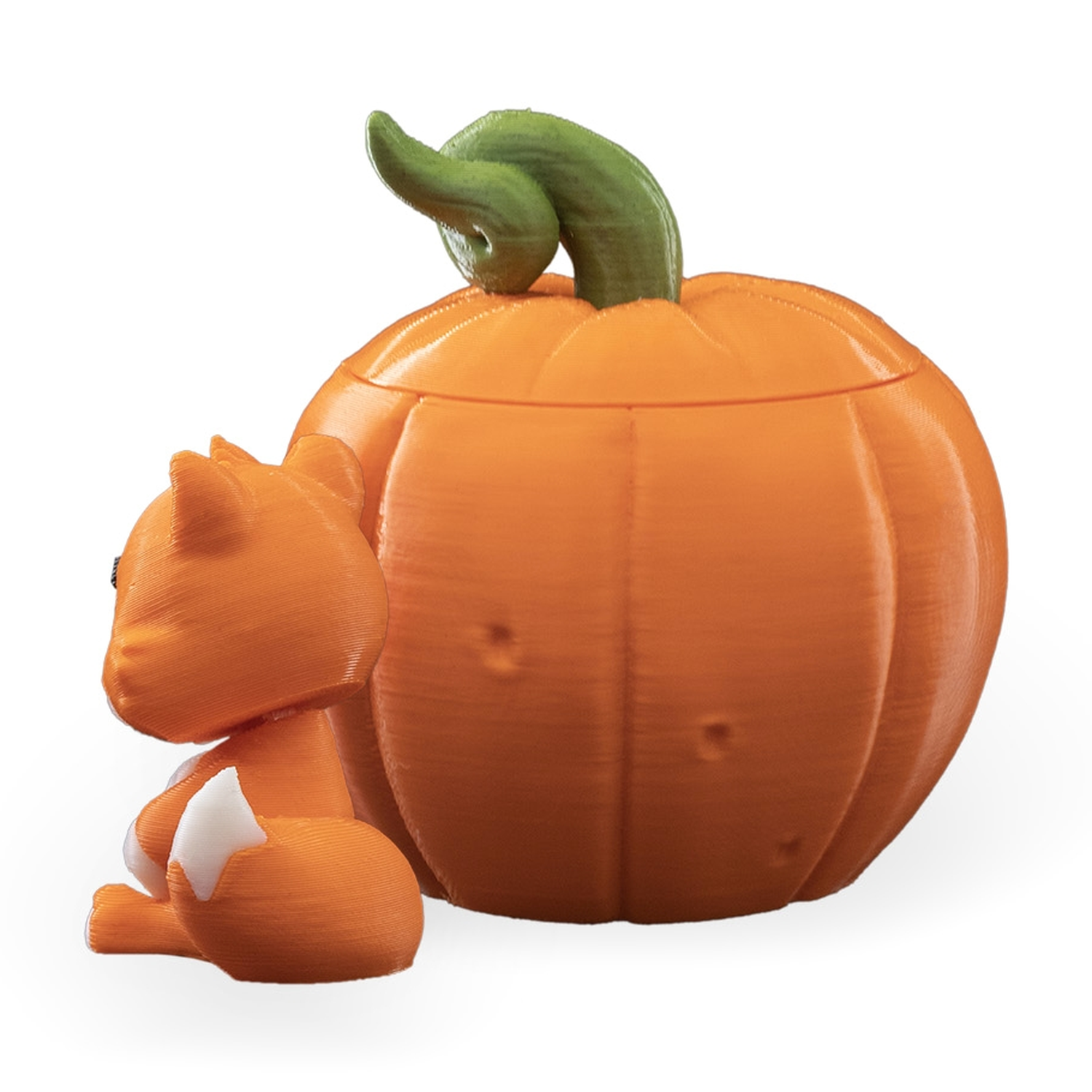 Fox in a Pumpkin Keychain Container