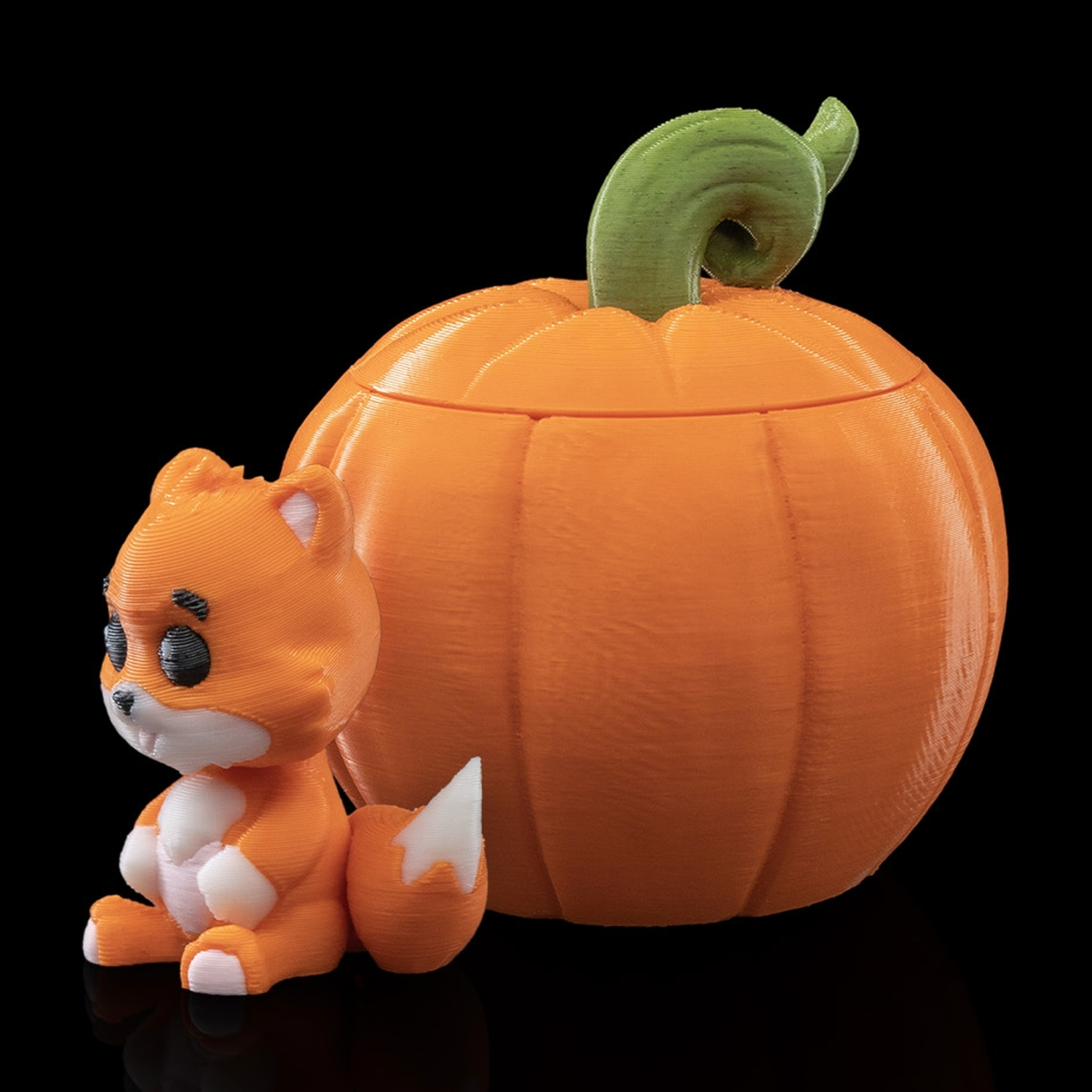 Fox in a Pumpkin Keychain Container