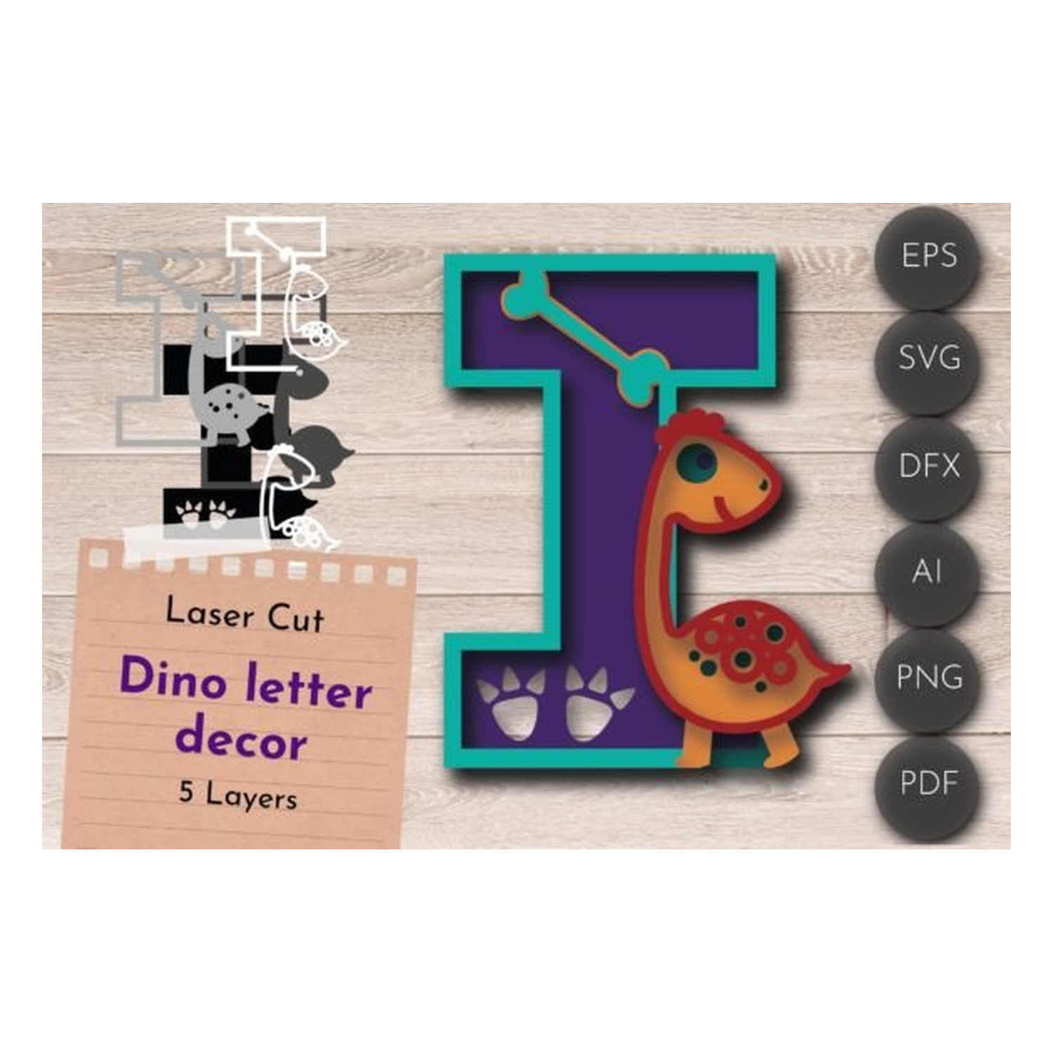 3D letter i , dino cumpleaños