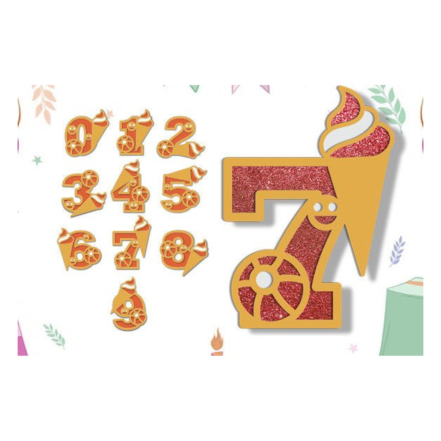 3D número diseño