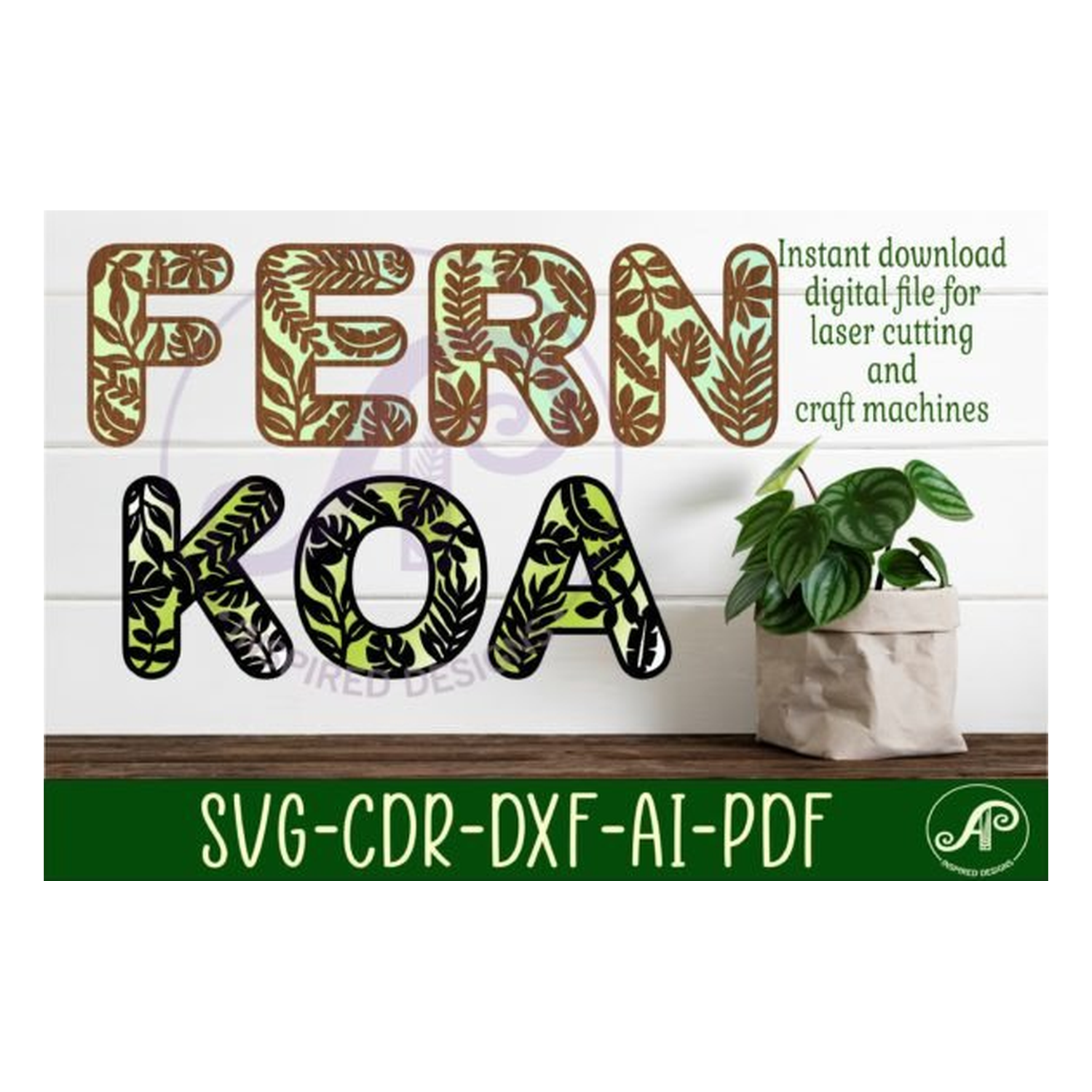 Leaf Letters Alphabet Set. 47 Layered