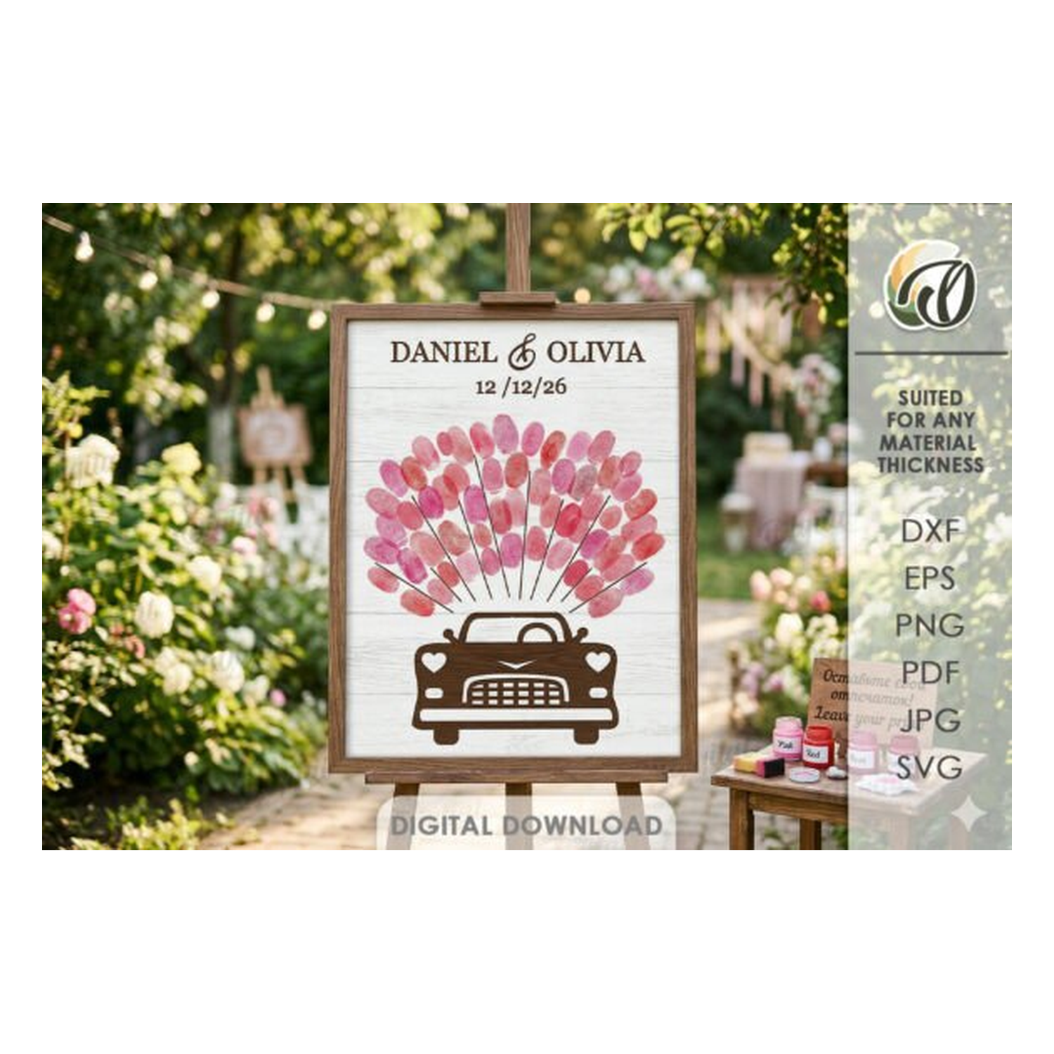 3D wedding guest decoración