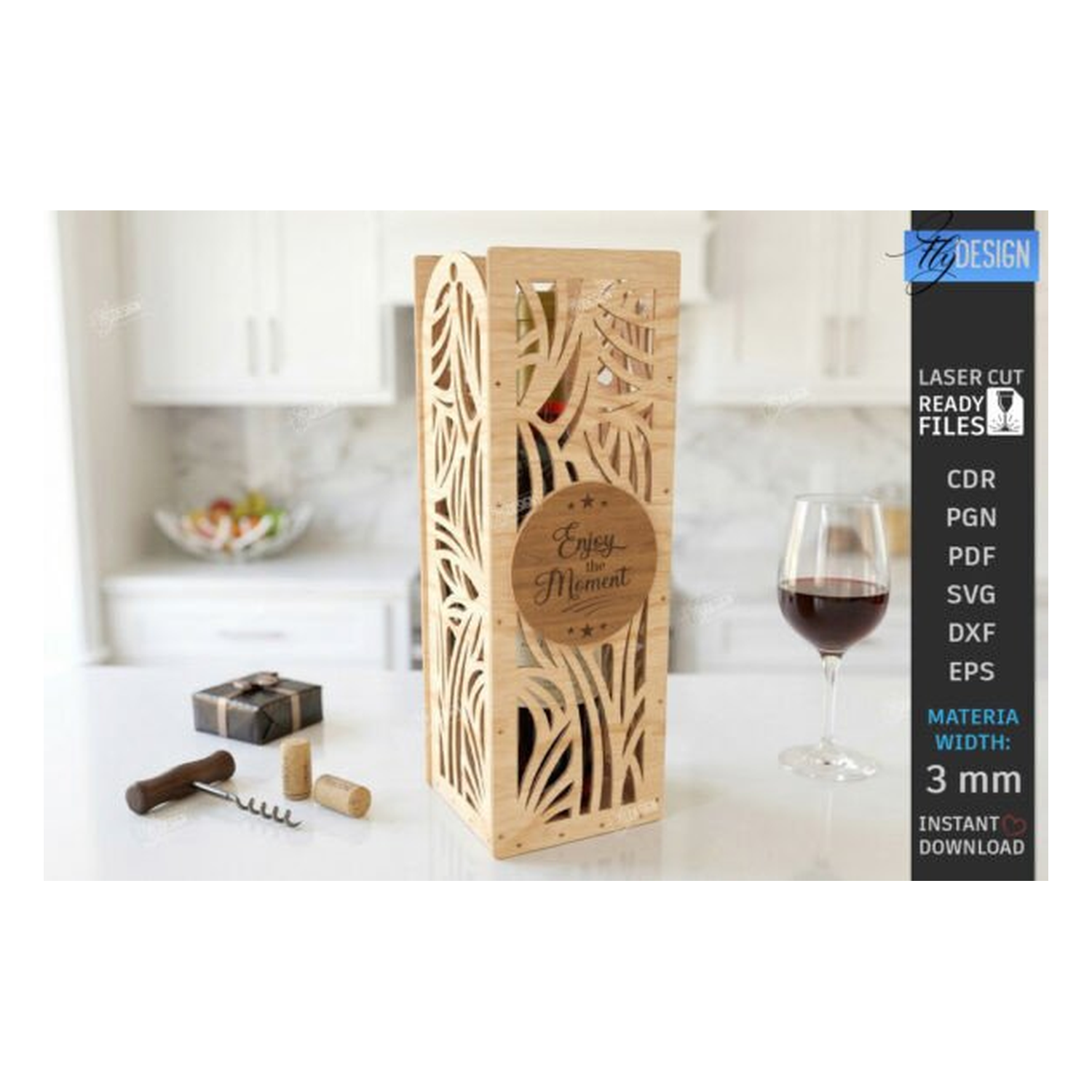 3D wine bottle gift caja cnc