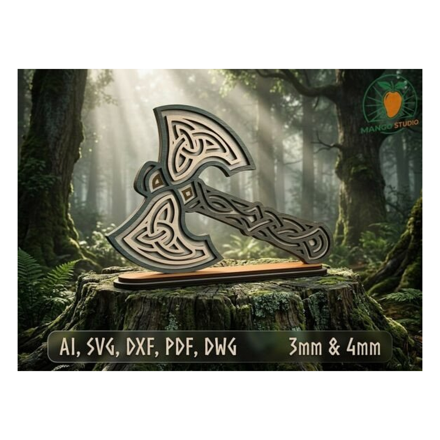 3D viking axe layered