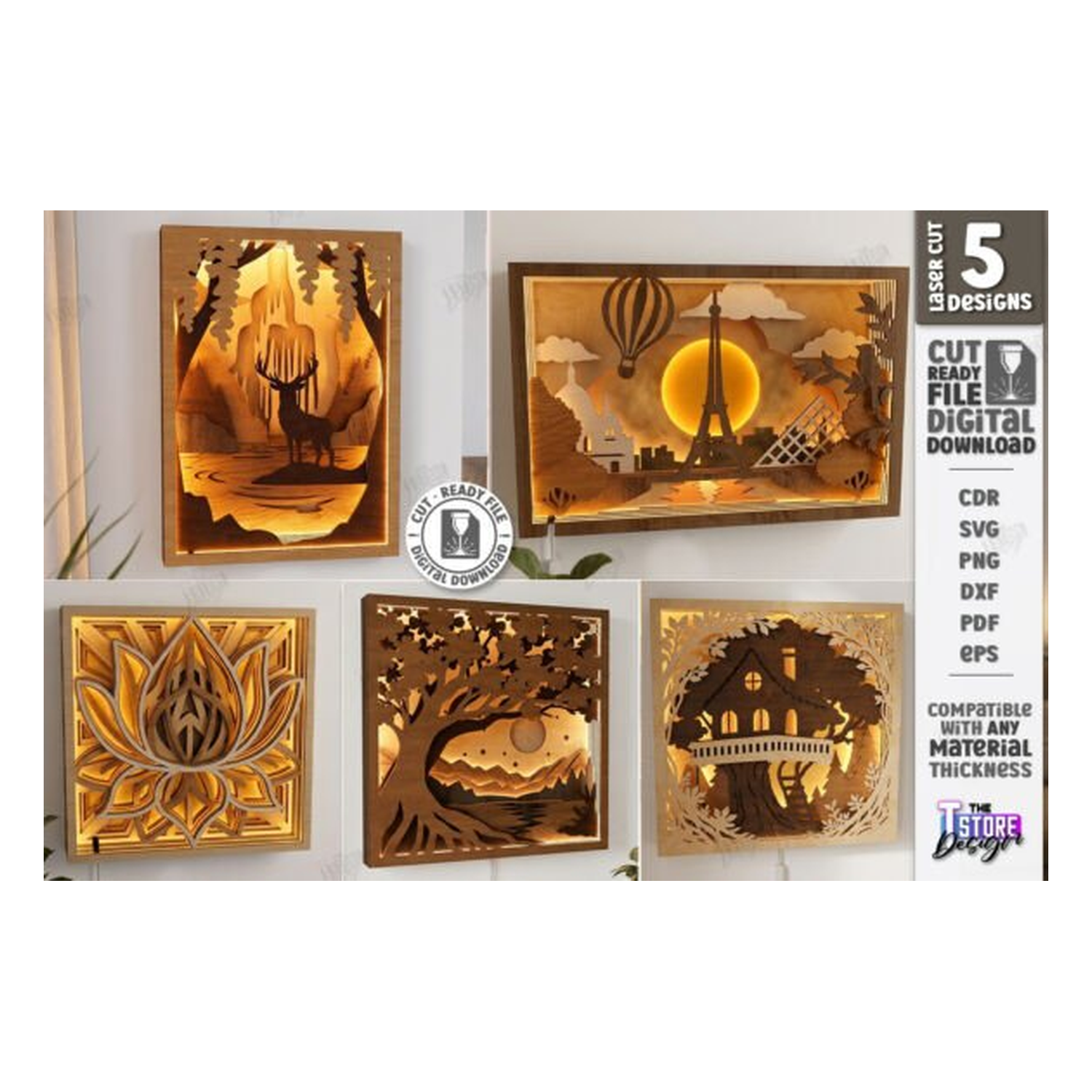 3D layered light boxes art colección