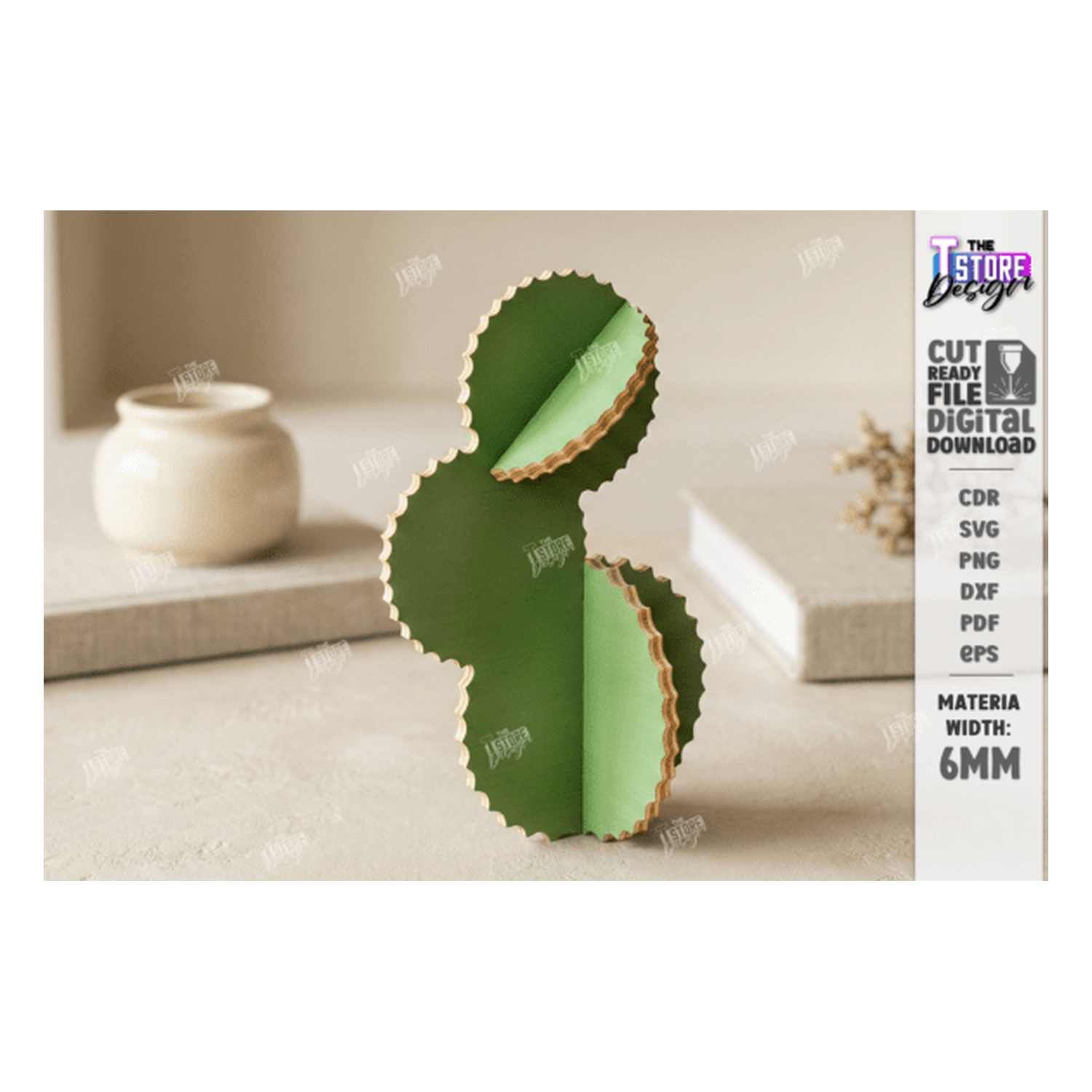3D de madera cactus desk decoración