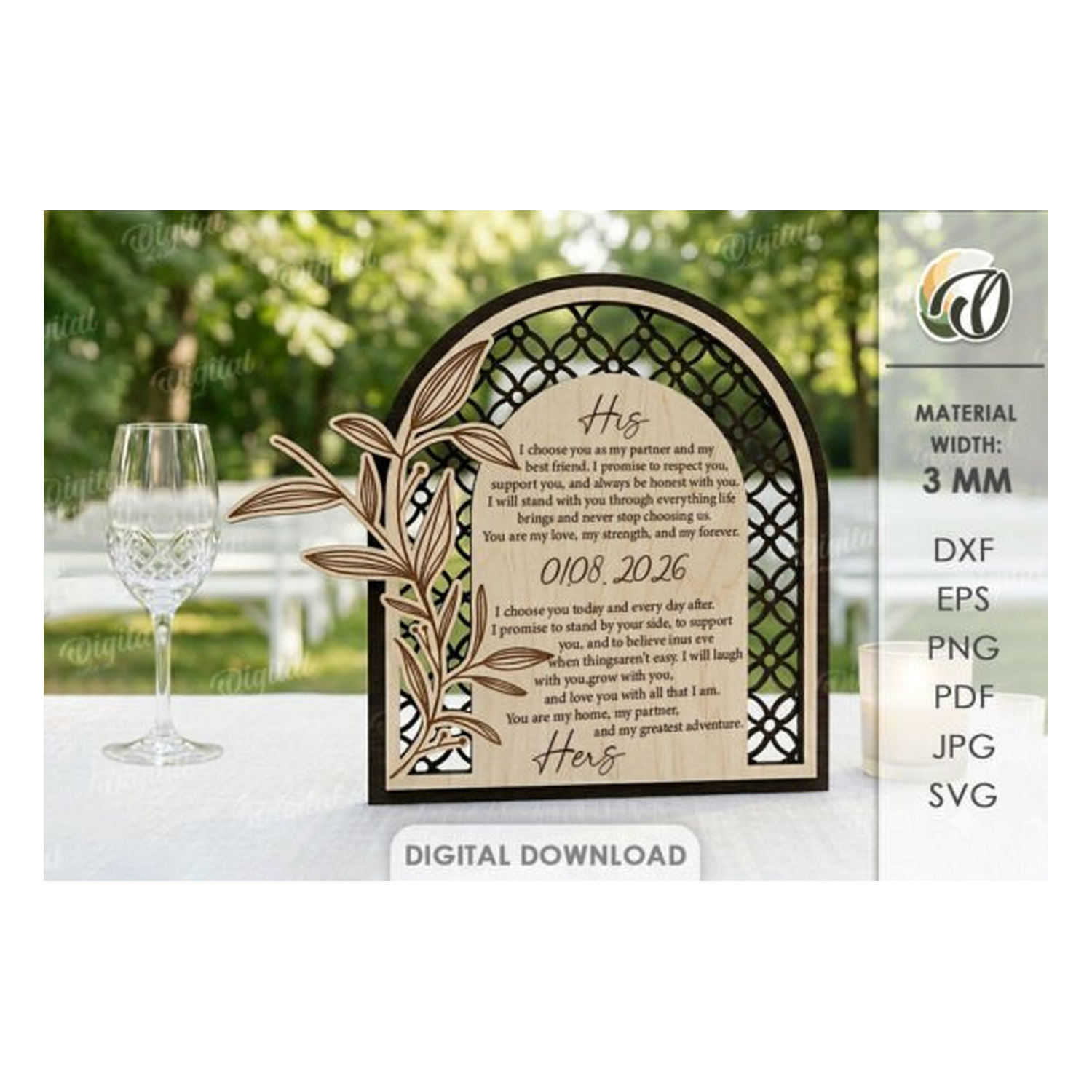 3D wedding vow display