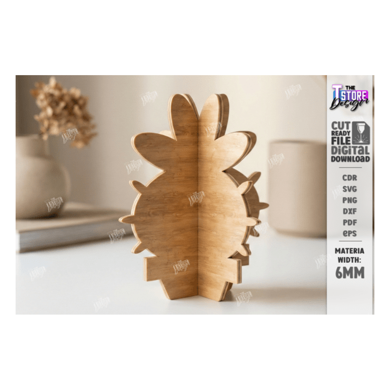 3D de madera cactus desk decoración