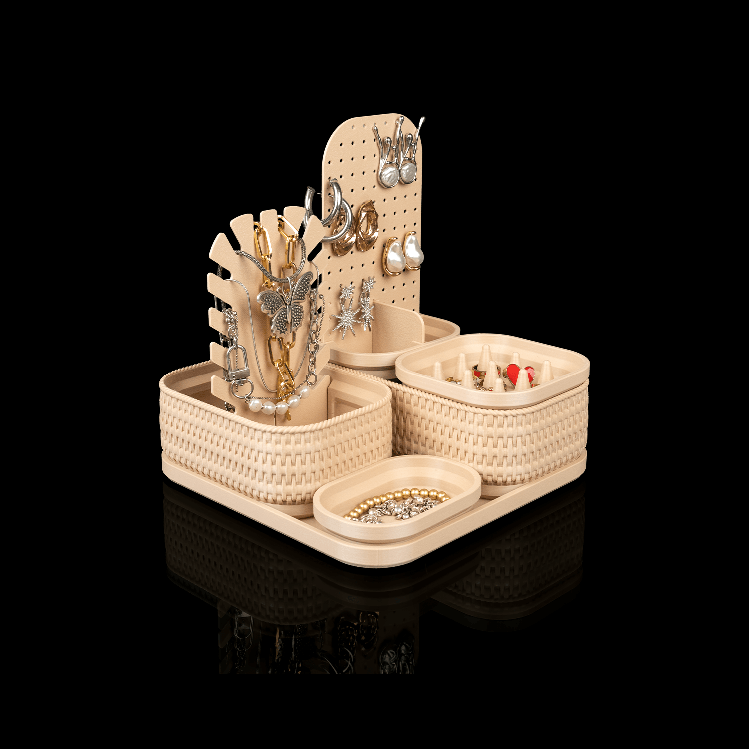 Organizador de joyas y maquillaje Rattan Glow