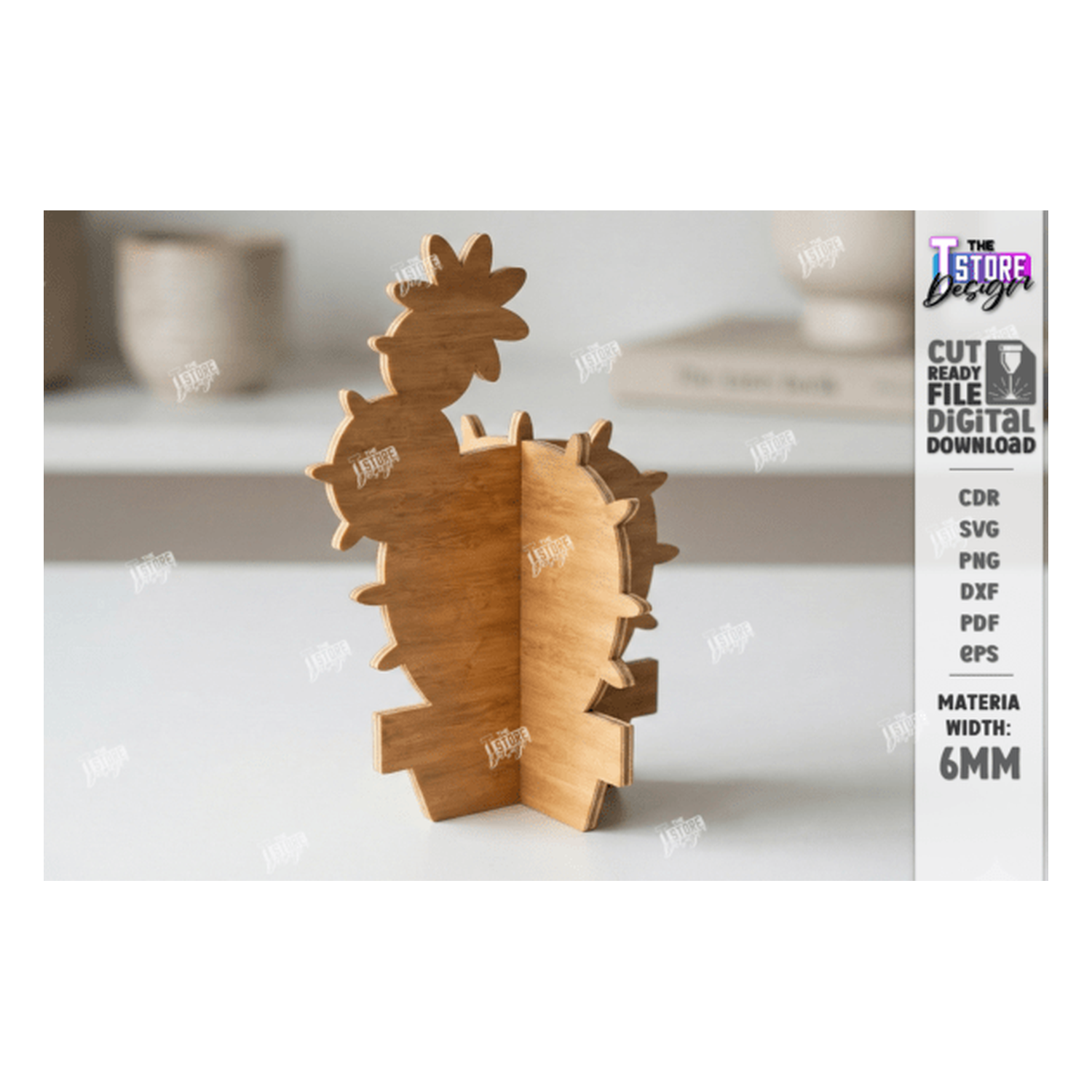 3D de madera cactus desk decoración