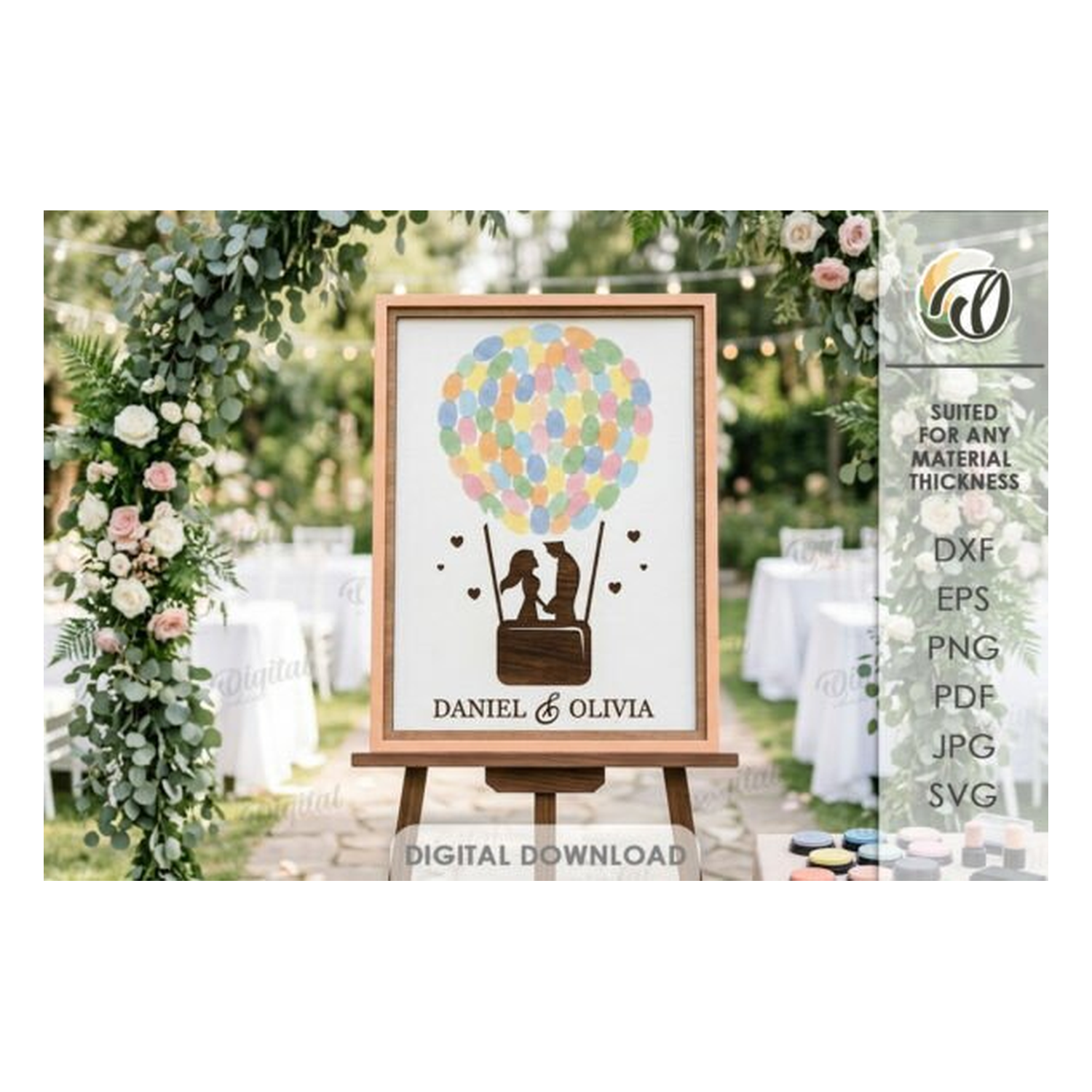 3D wedding guest decoración