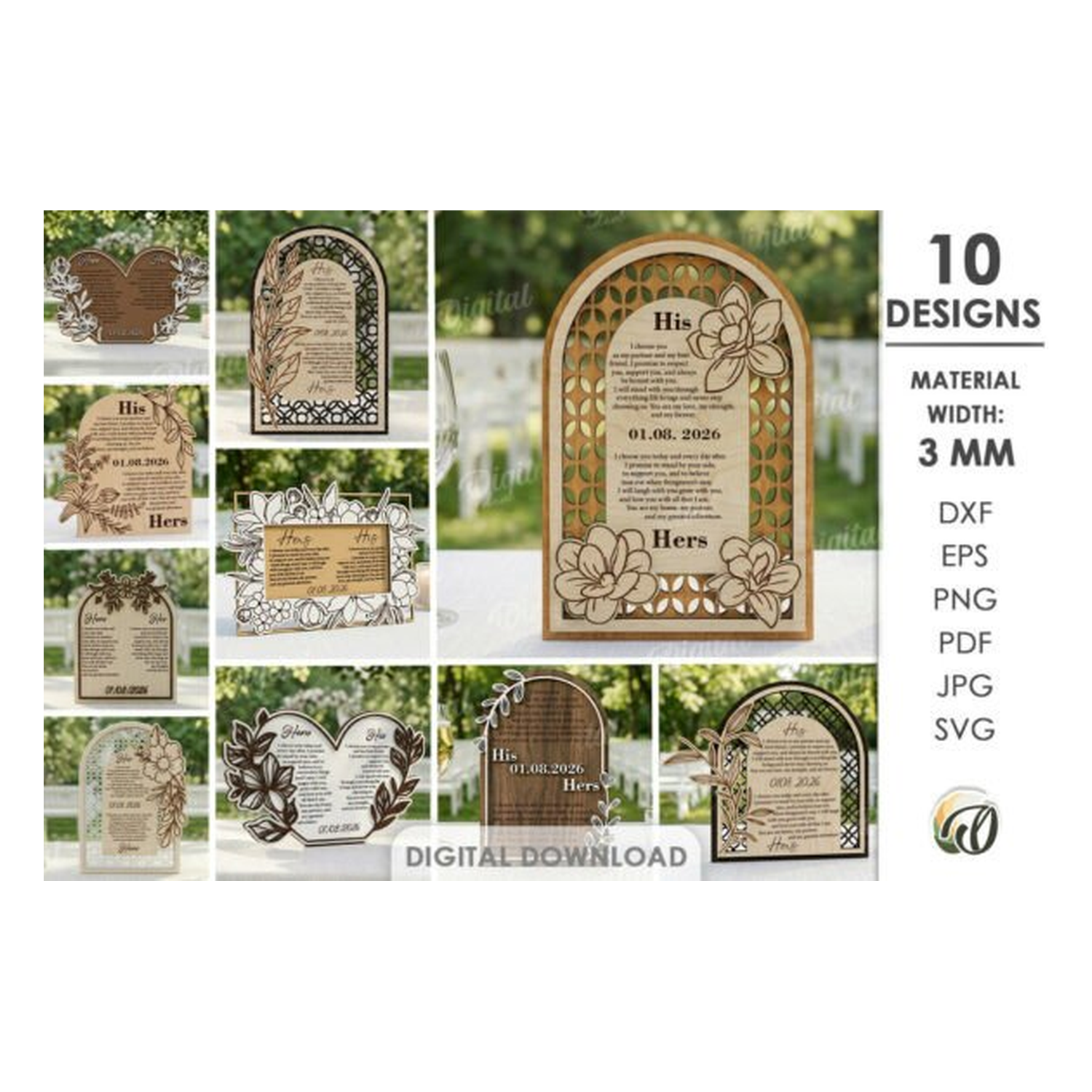 3D wedding vow displays colección