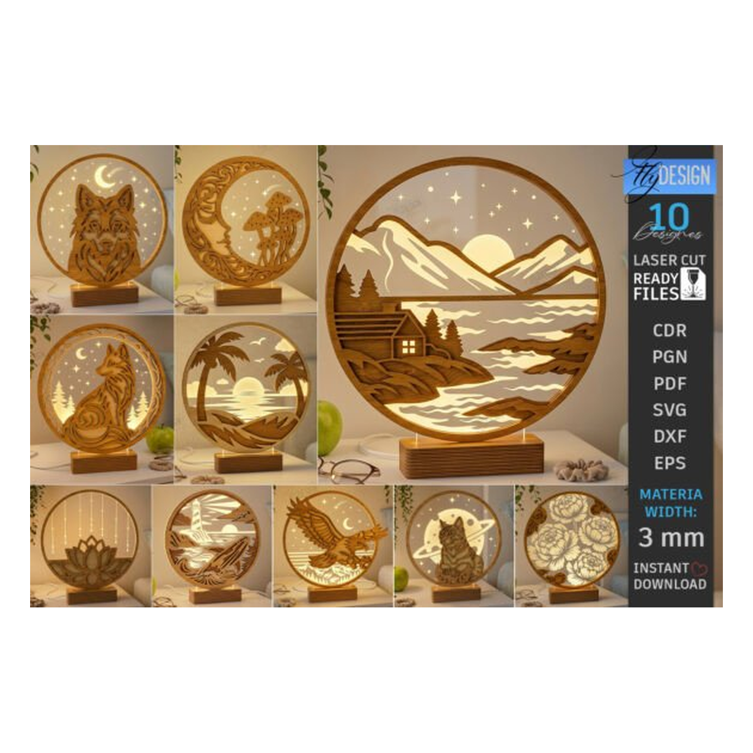 3D layered round lamp colección