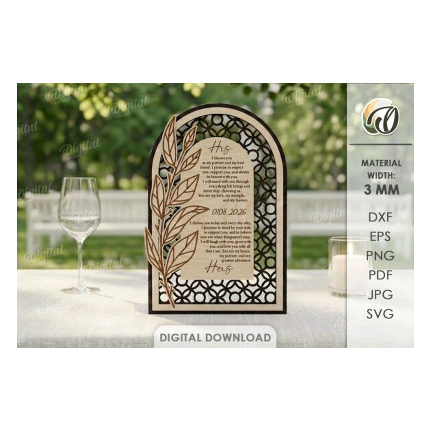 3D wedding vow display