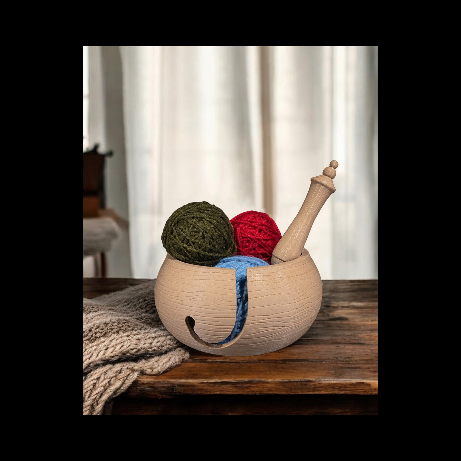 Wooden Kit — Cuenco para ovillos con estuche para ganchillo