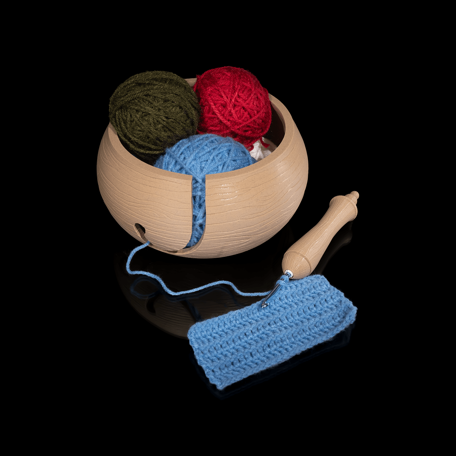 Wooden Kit — Cuenco para ovillos con estuche para ganchillo