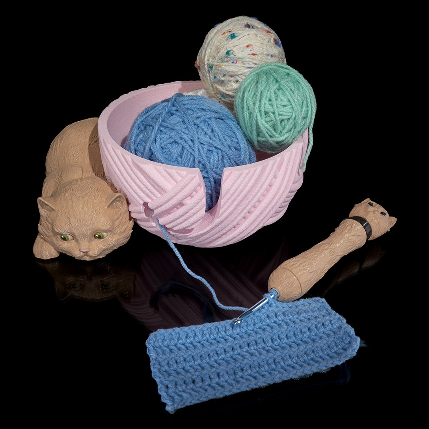 Cuenco para ovillos con estuche para ganchillo Kit-Cat
