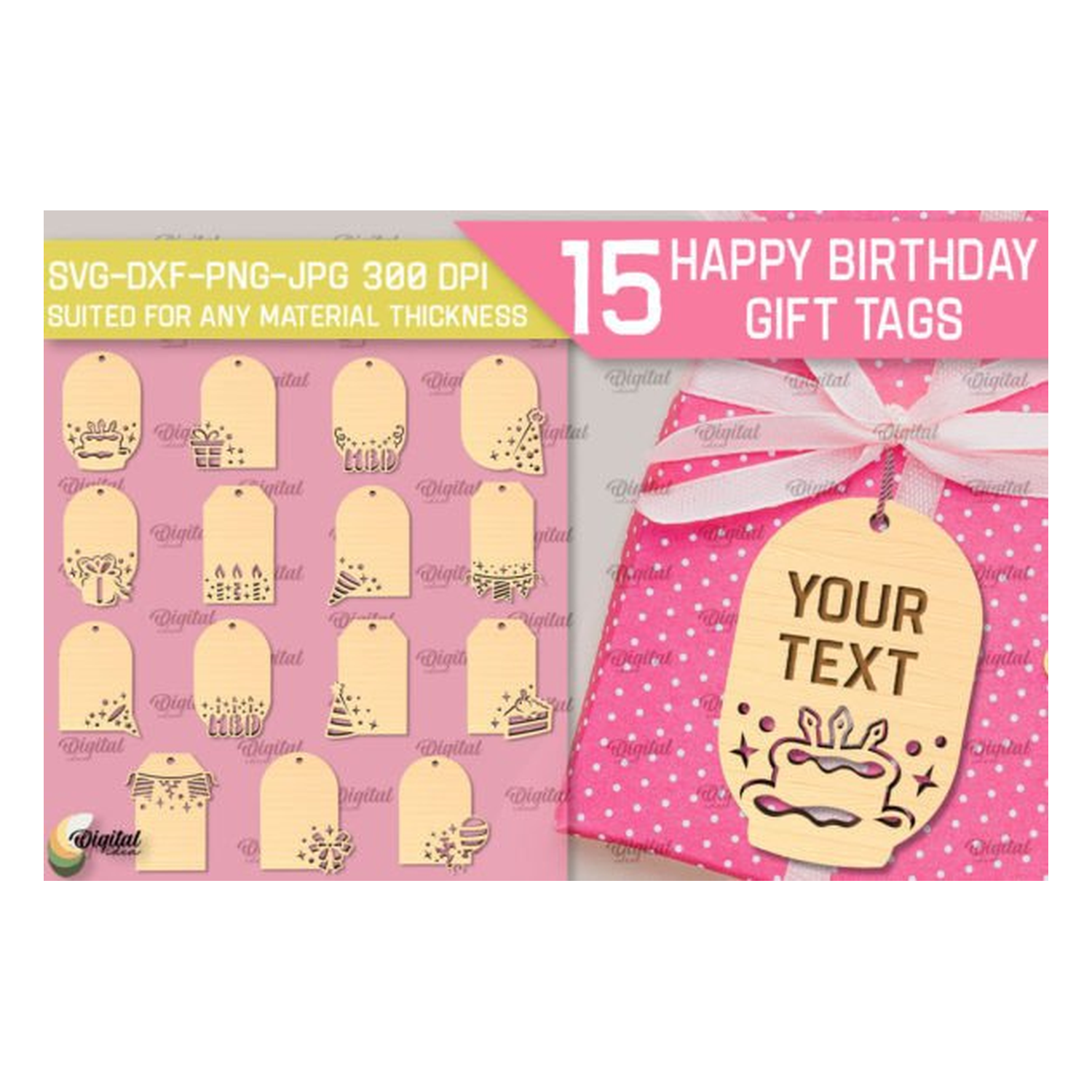 Happy cumpleaños regalo Tags colección
