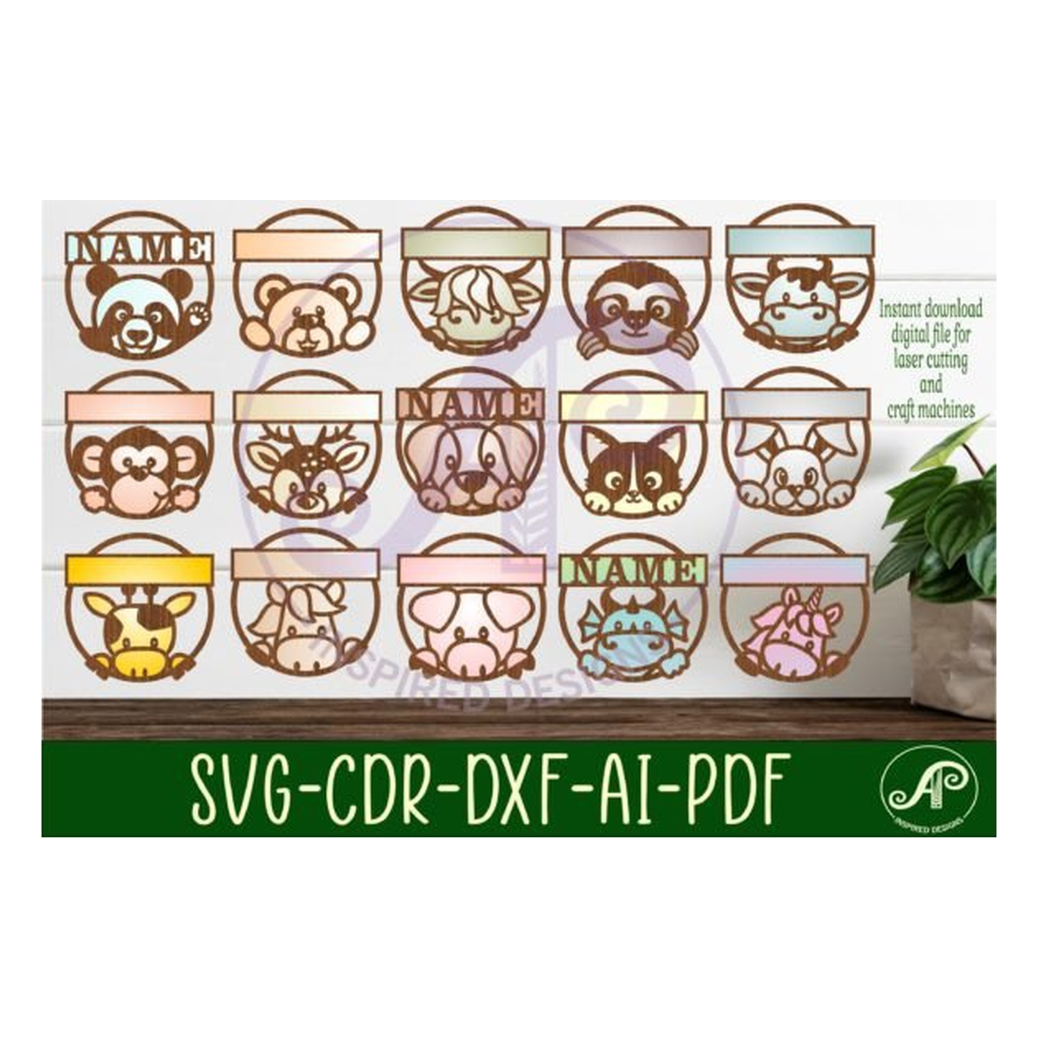 15 Animal Nursery Name cartel colección