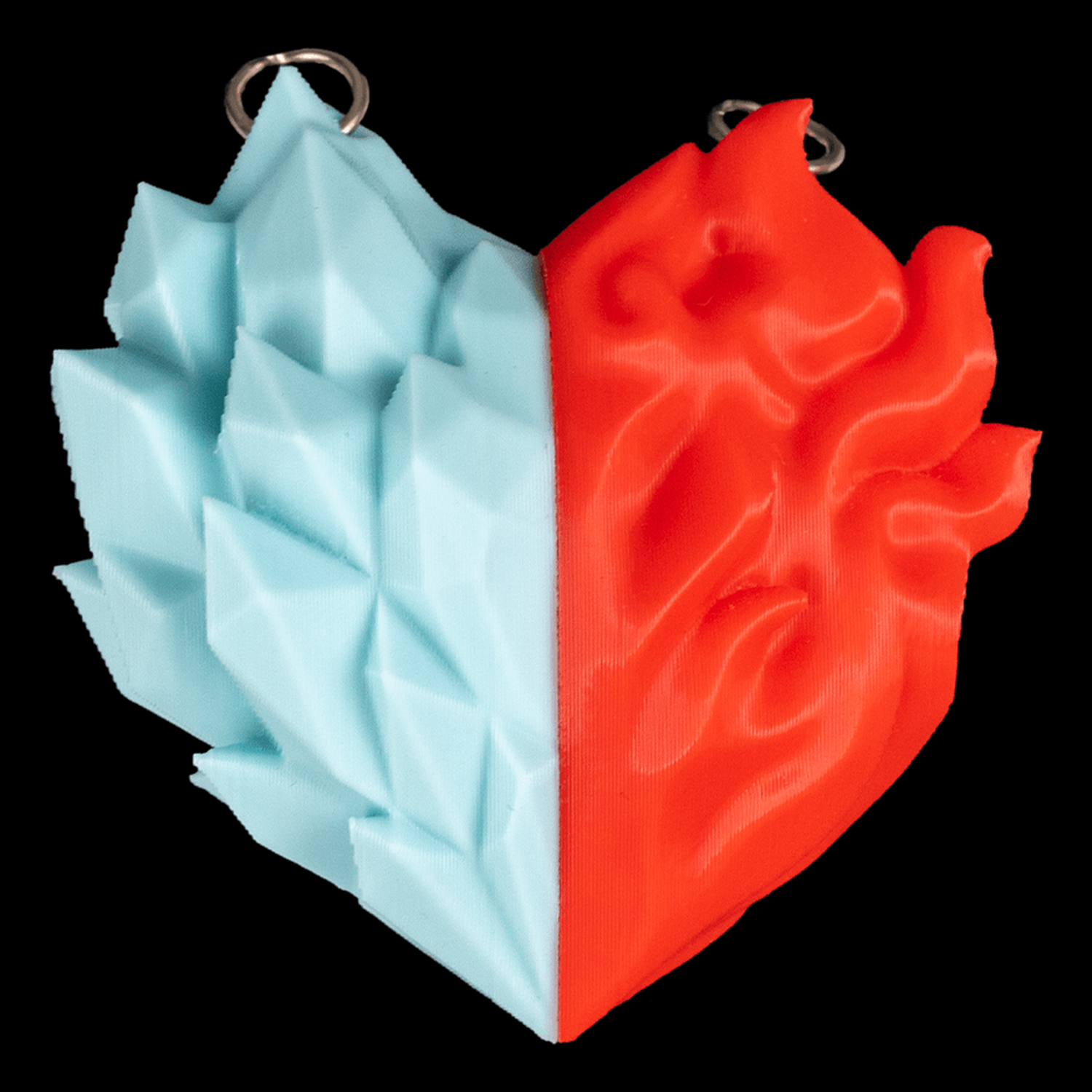Colgantes de corazón de hielo y fuego Element Duo